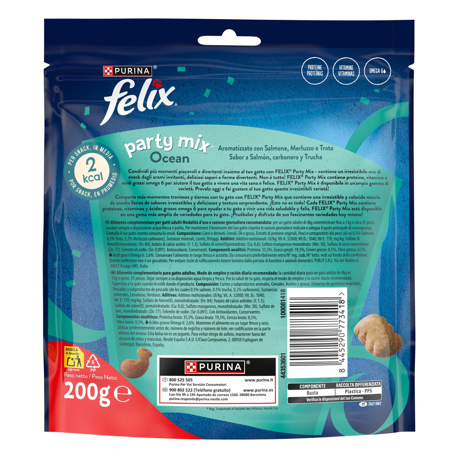 Snack para gato Purina Felix Party Mix Océano 200 g