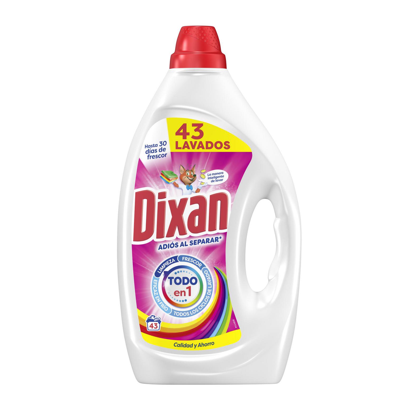 Detergente líquido adiós al separar Dixan 43 lavados.