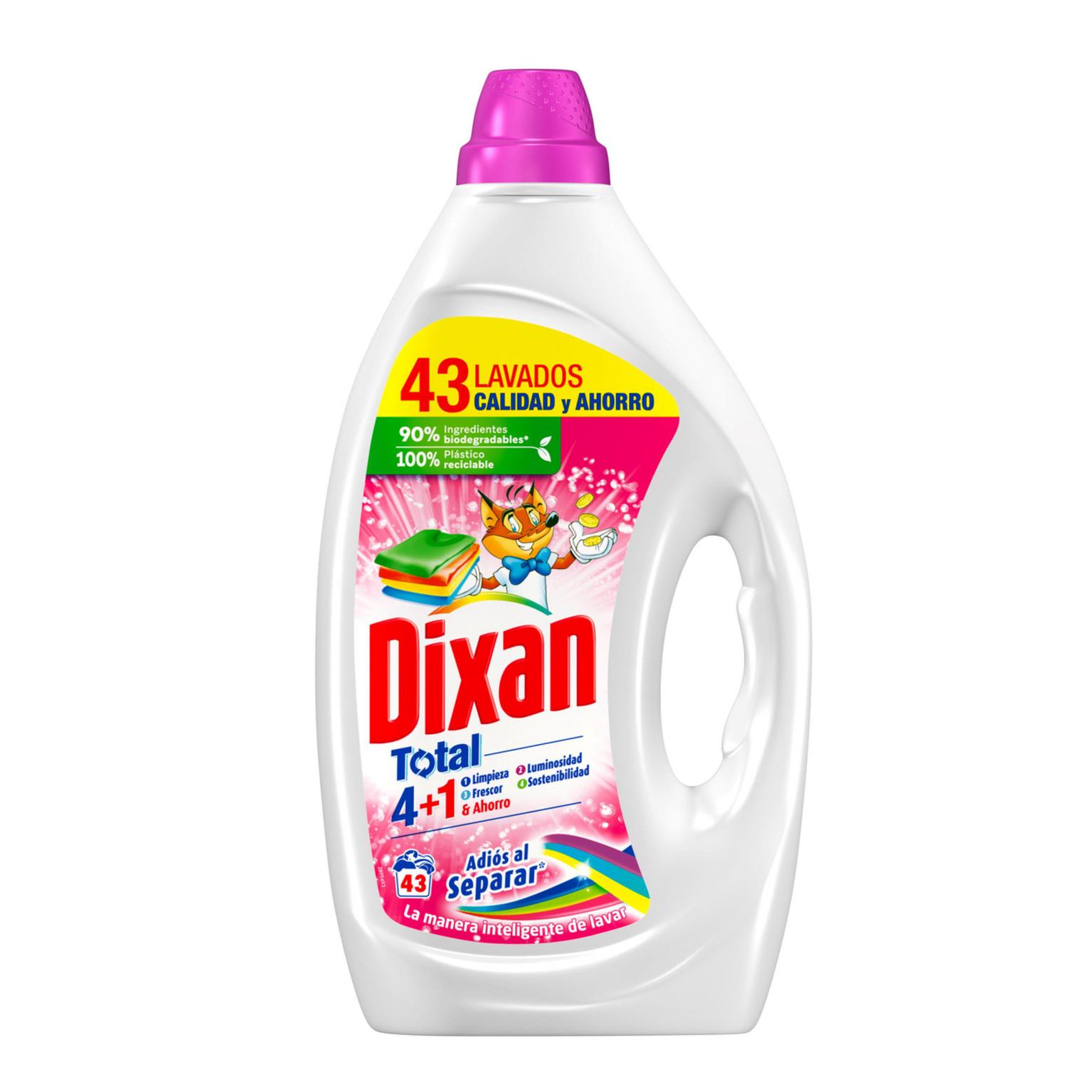 Detergente líquido adiós al separar Dixan 43 lavados.