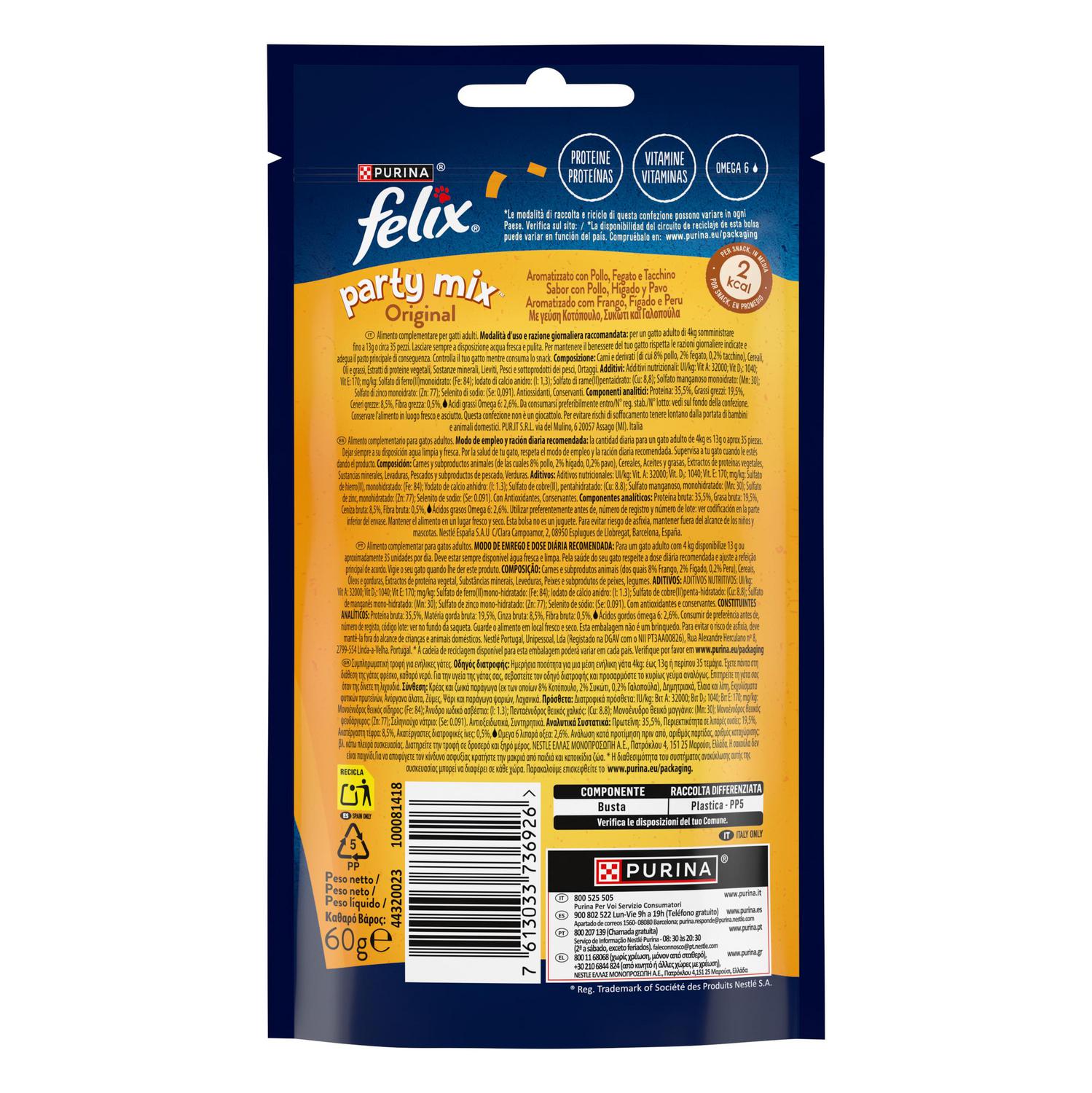 Snack para gato Purina Felix Party Mix Original 60 g