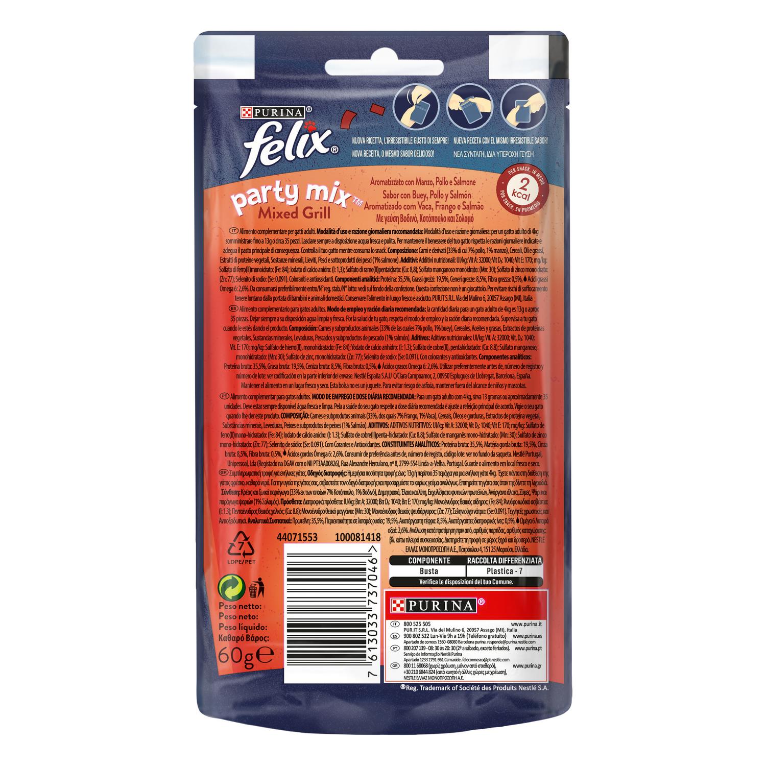 Snack para gato Purina Felix Party Mix Grill 60 g