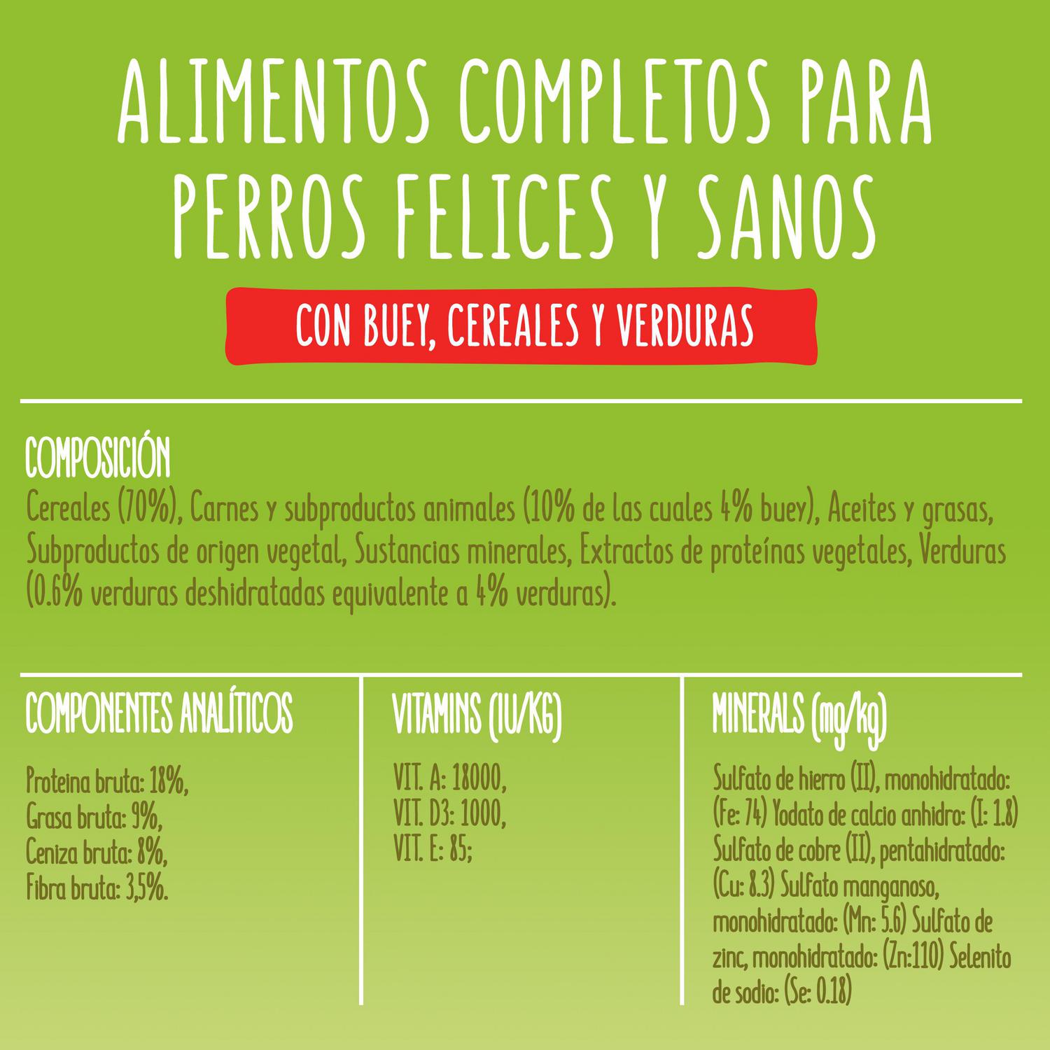 Pienso de buey, cereales y verduras para perro adulto  Purina Friskies 15 kg.