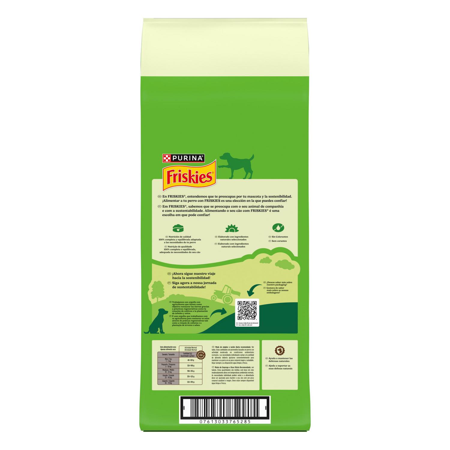 Pienso de aves y verduras para perro adulto Purina Friskies 15 Kg.