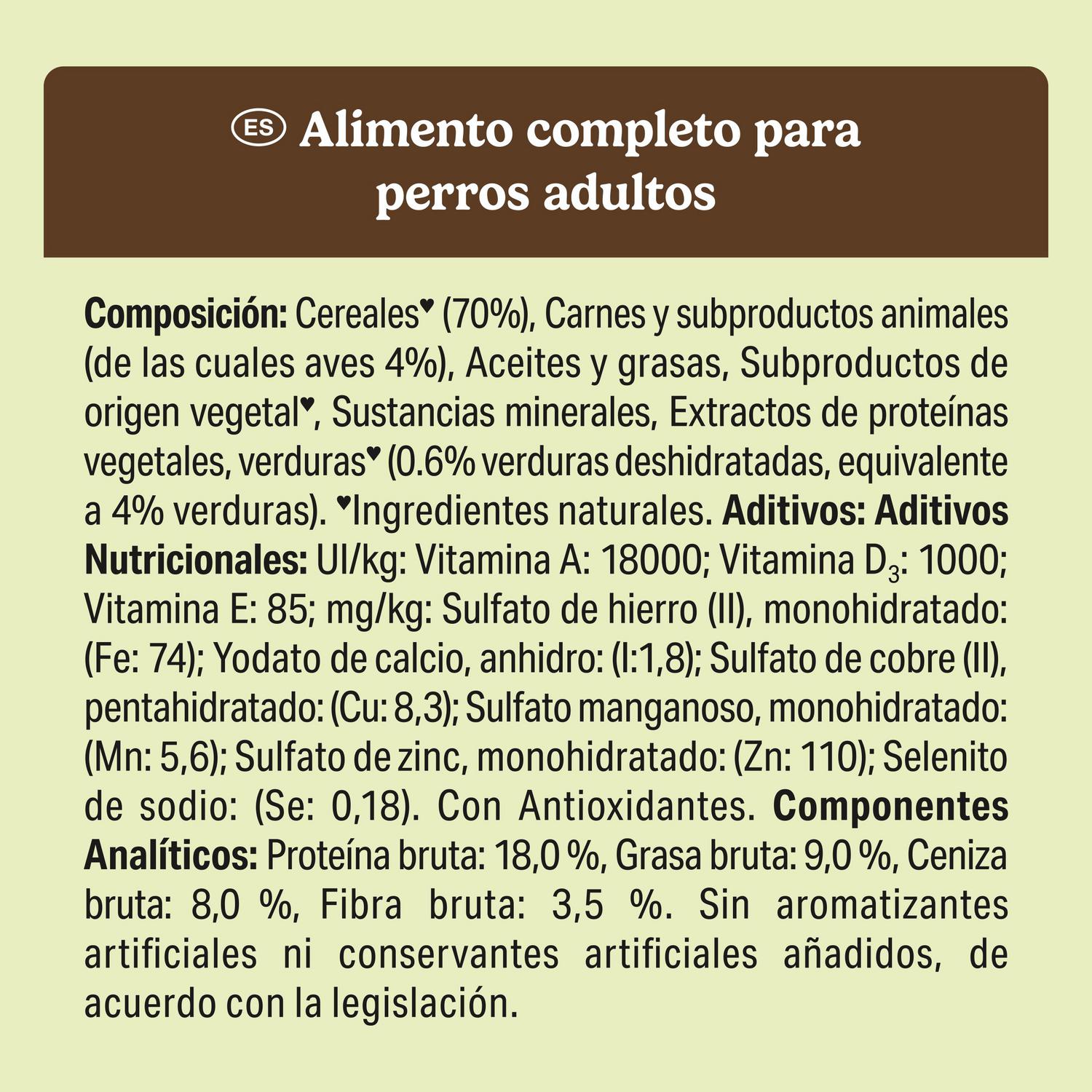 Pienso de aves y verduras para perro adulto Purina Friskies 15 Kg.
