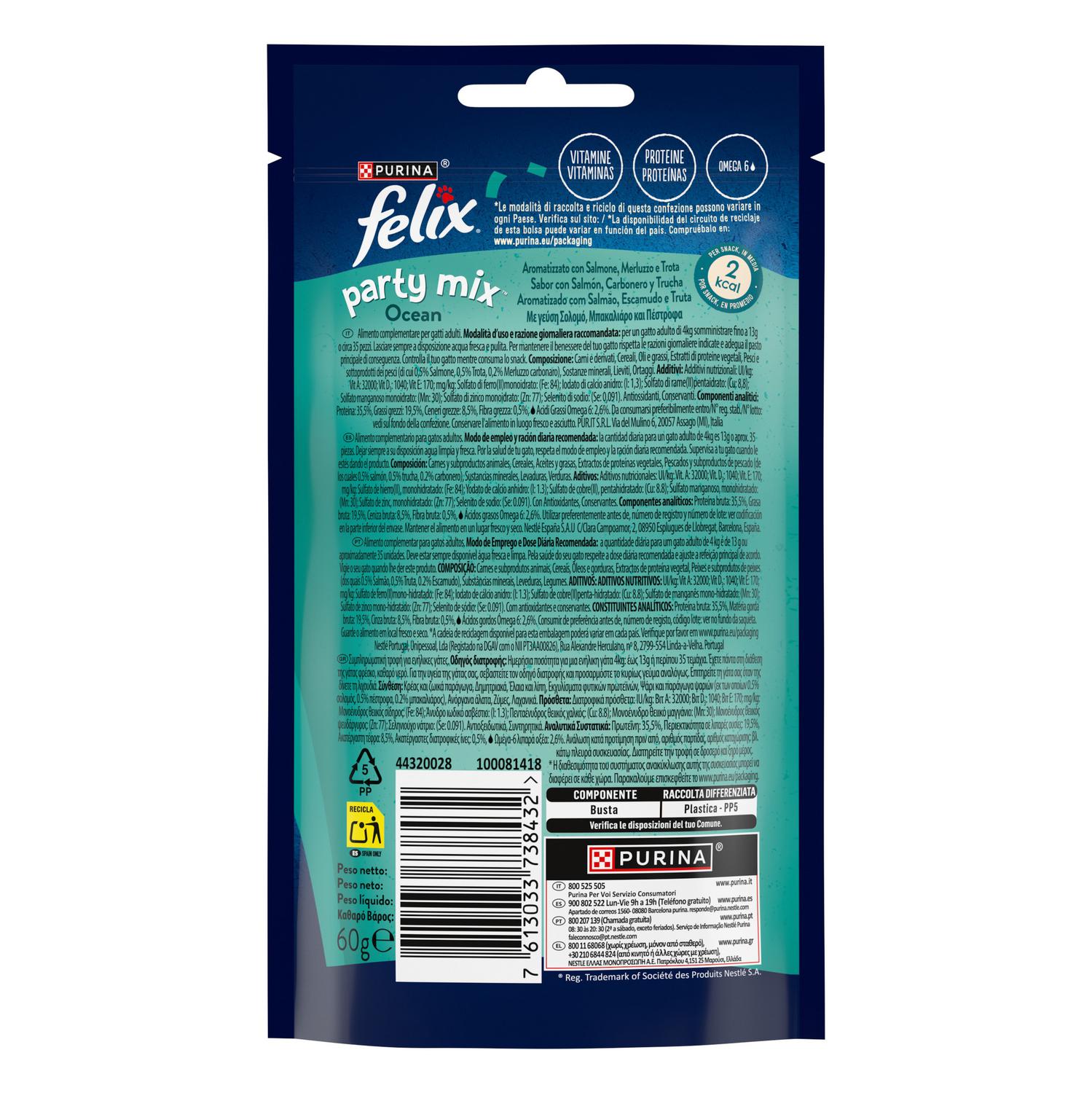 Snack para gato Purina Felix Party Mix Océano 60 g