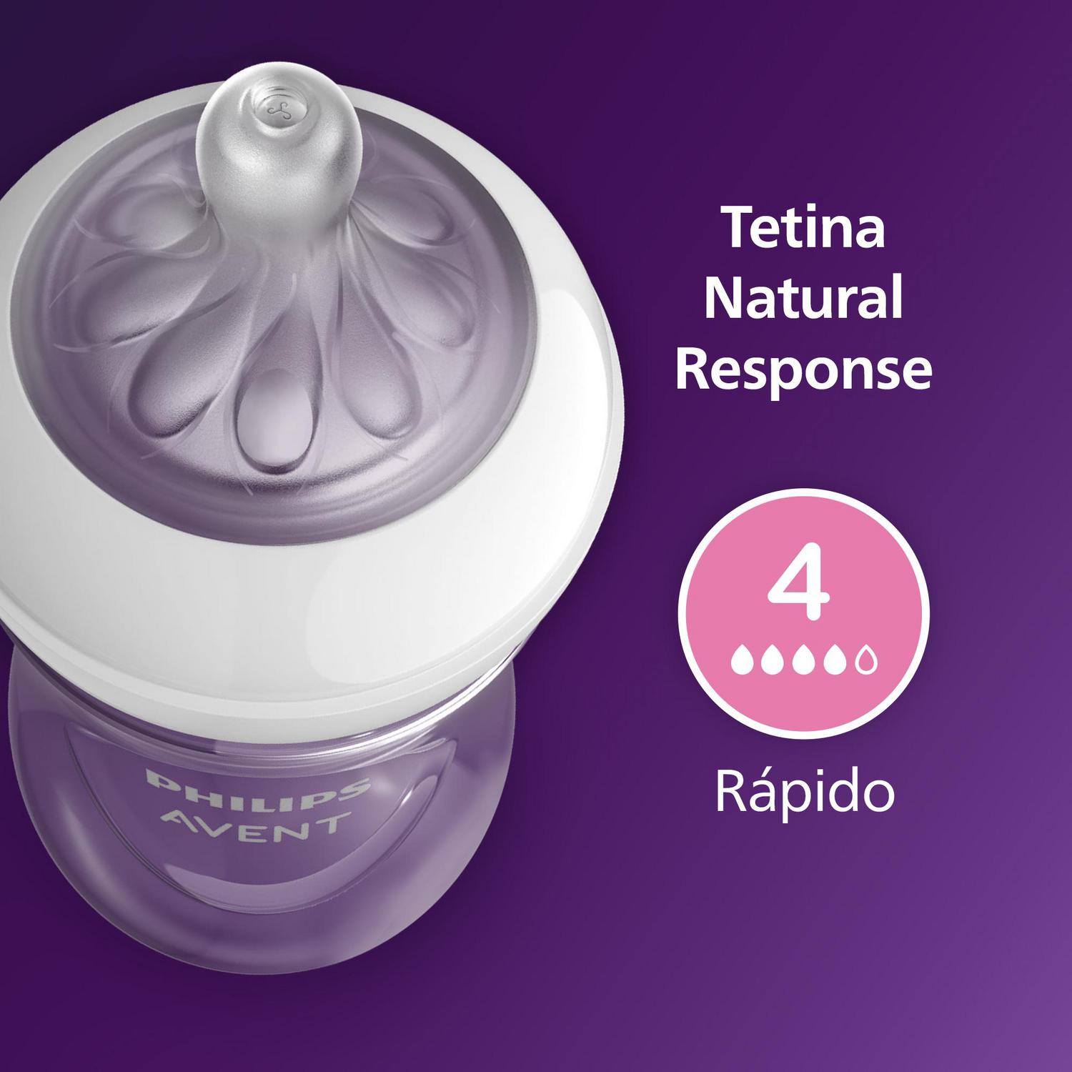 Biberón anticólico tetina de silicona flujo 4  3m+ Natural Response Philips Avent 330 ml.