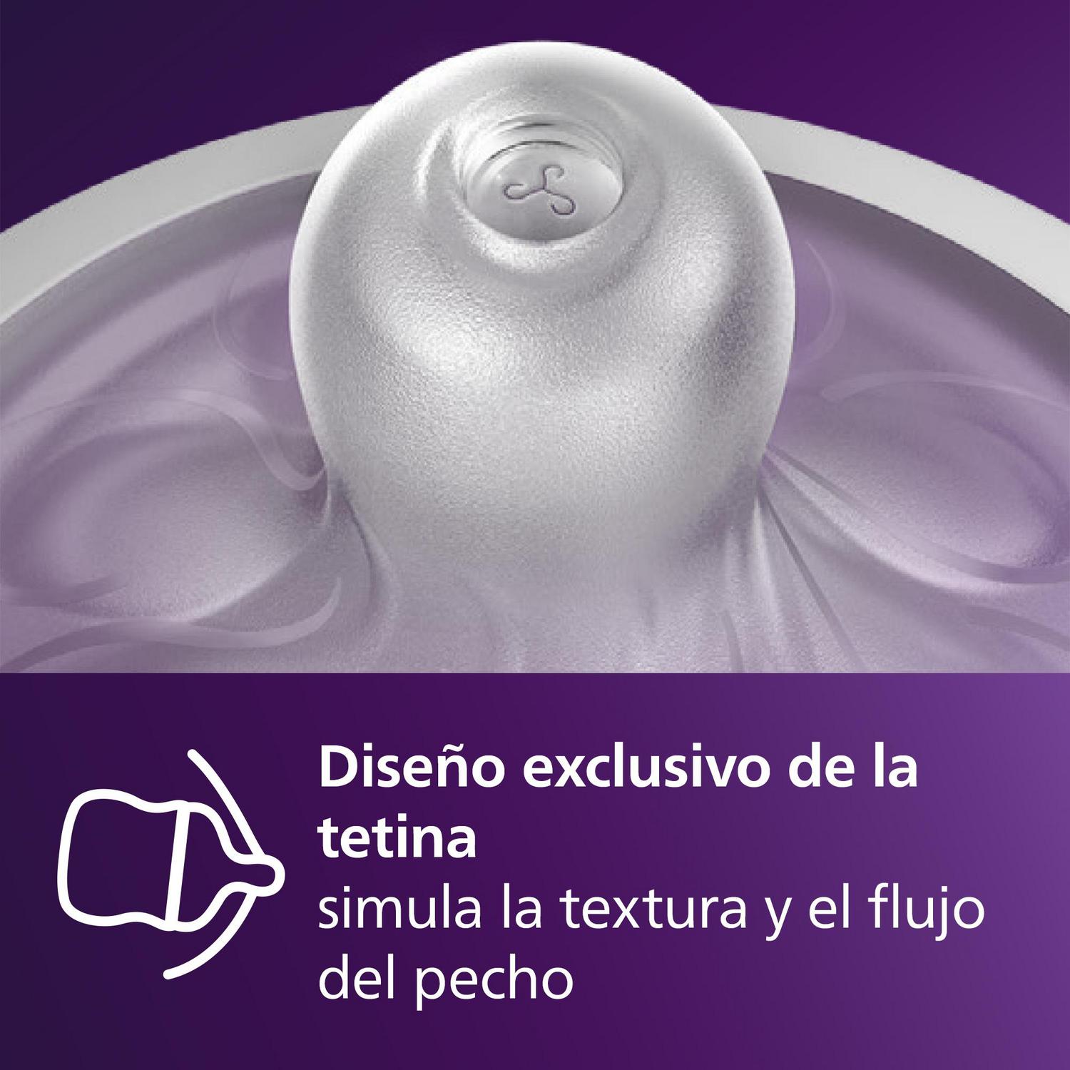 Biberón anticólico tetina de silicona flujo 4  3m+ Natural Response Philips Avent 330 ml.