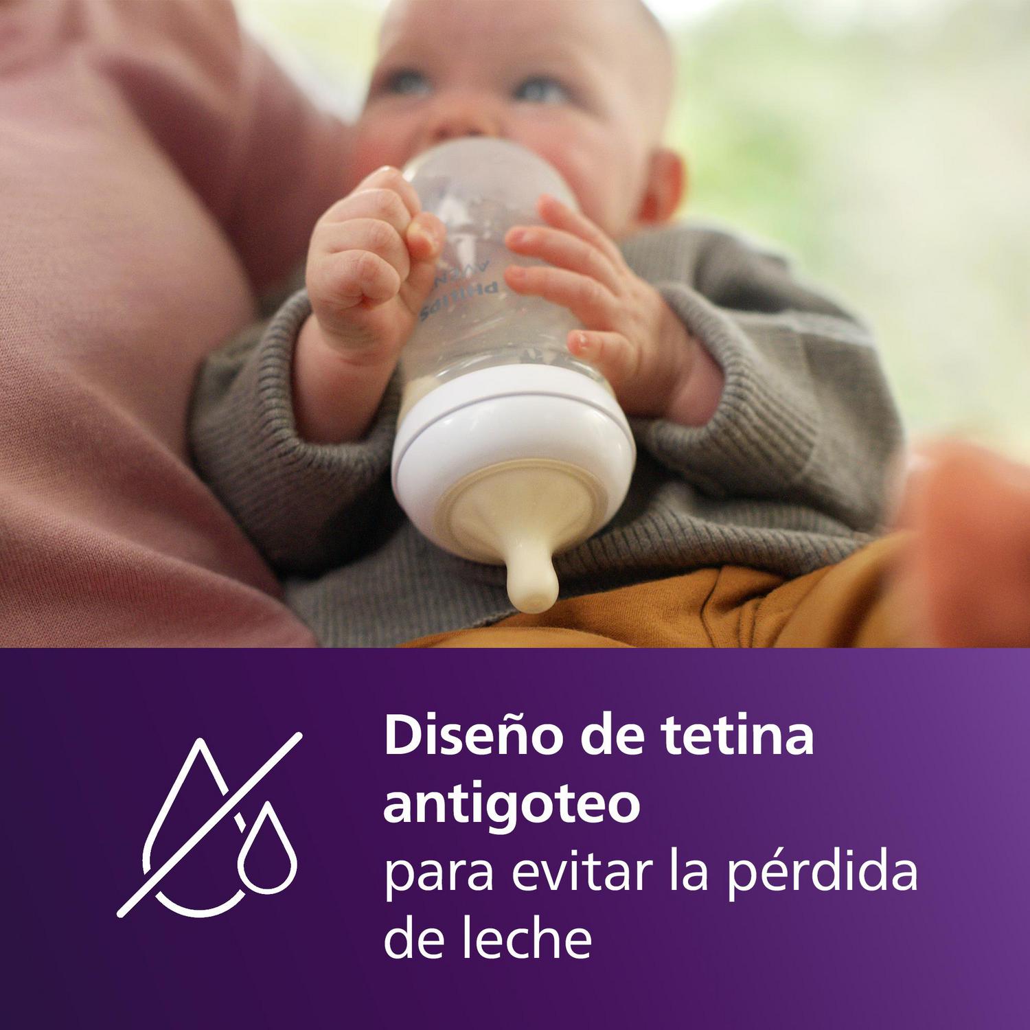 Biberón anticólico tetina de silicona flujo 4  3m+ Natural Response Philips Avent 330 ml.
