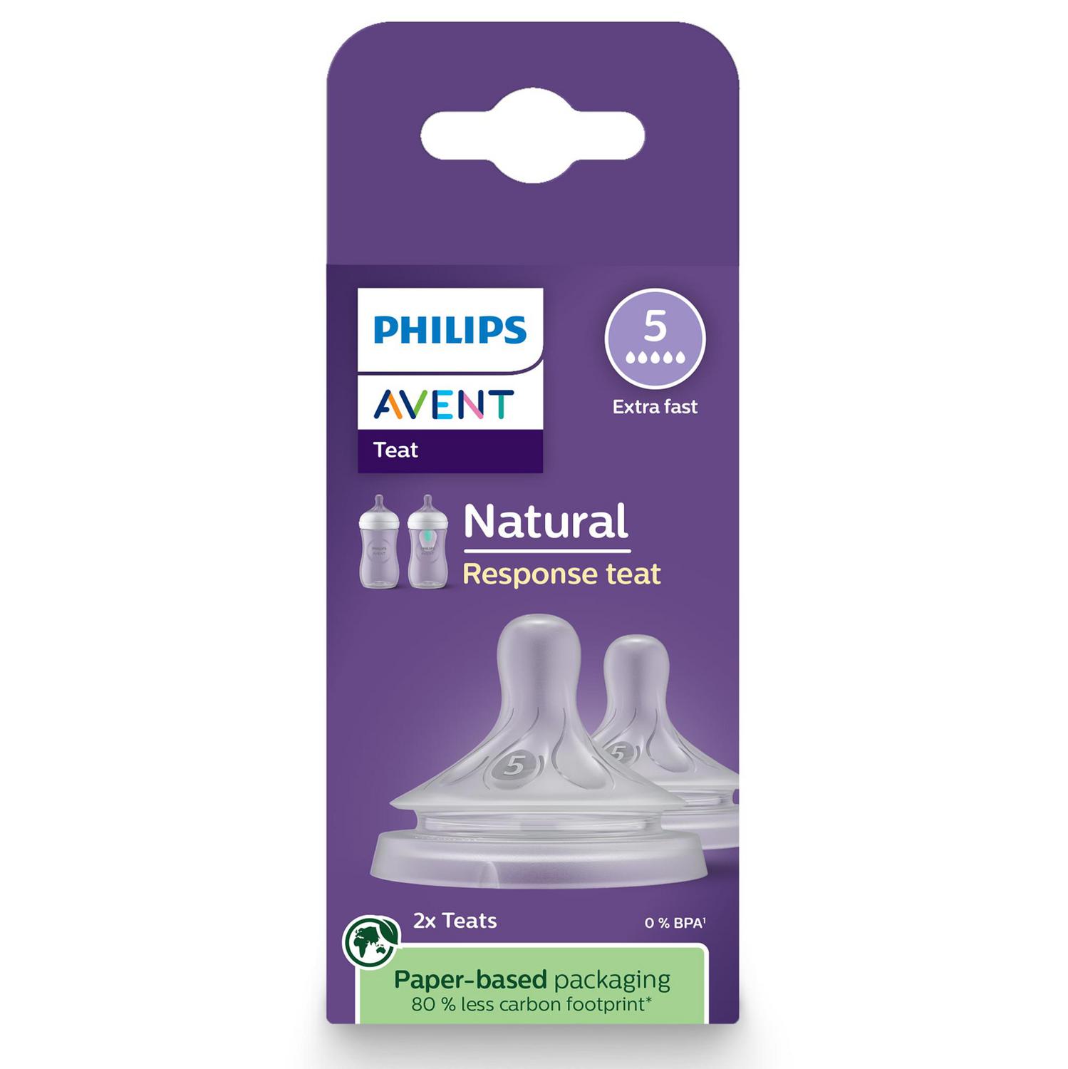Tetinas flujo ultra rápido 6m+ flujo 5 Natural Response Philips Avent 2 ud.