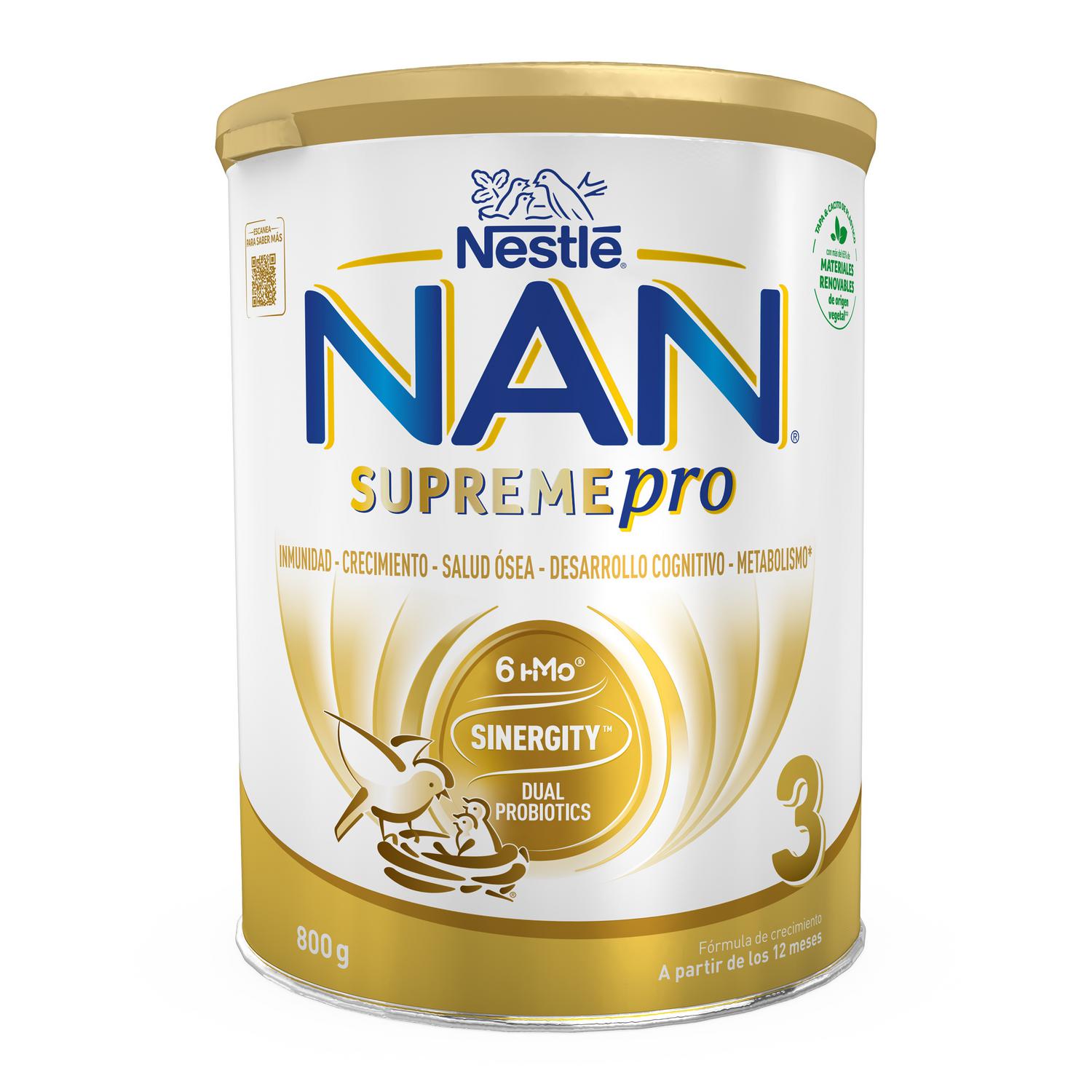 Leche infantil de crecimiento desde los 12 meses en polvo Nestlé Nan Supreme Pro 3 lata 800 g.