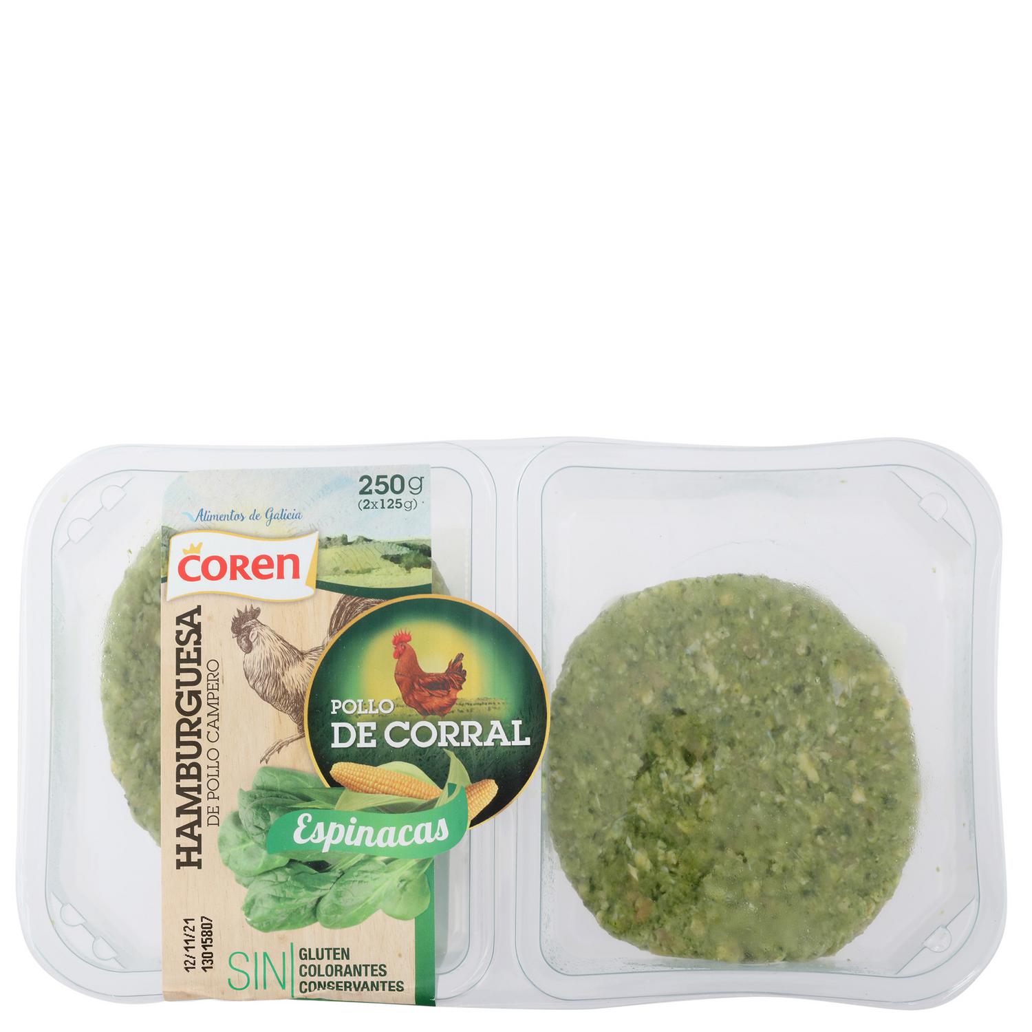 Hamburguesa de pollo de corral y espinacas  2x125 g