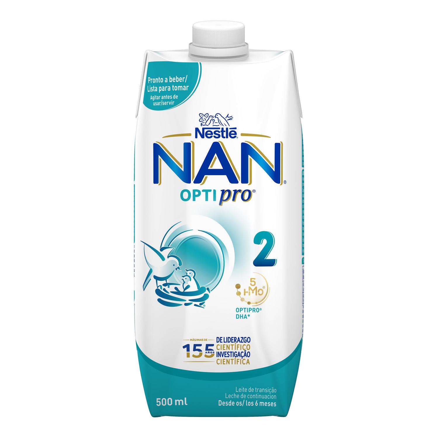 Leche infantil de continuación desde 6 meses líquida Nestlé Nan Optipro2 brik 500 ml.