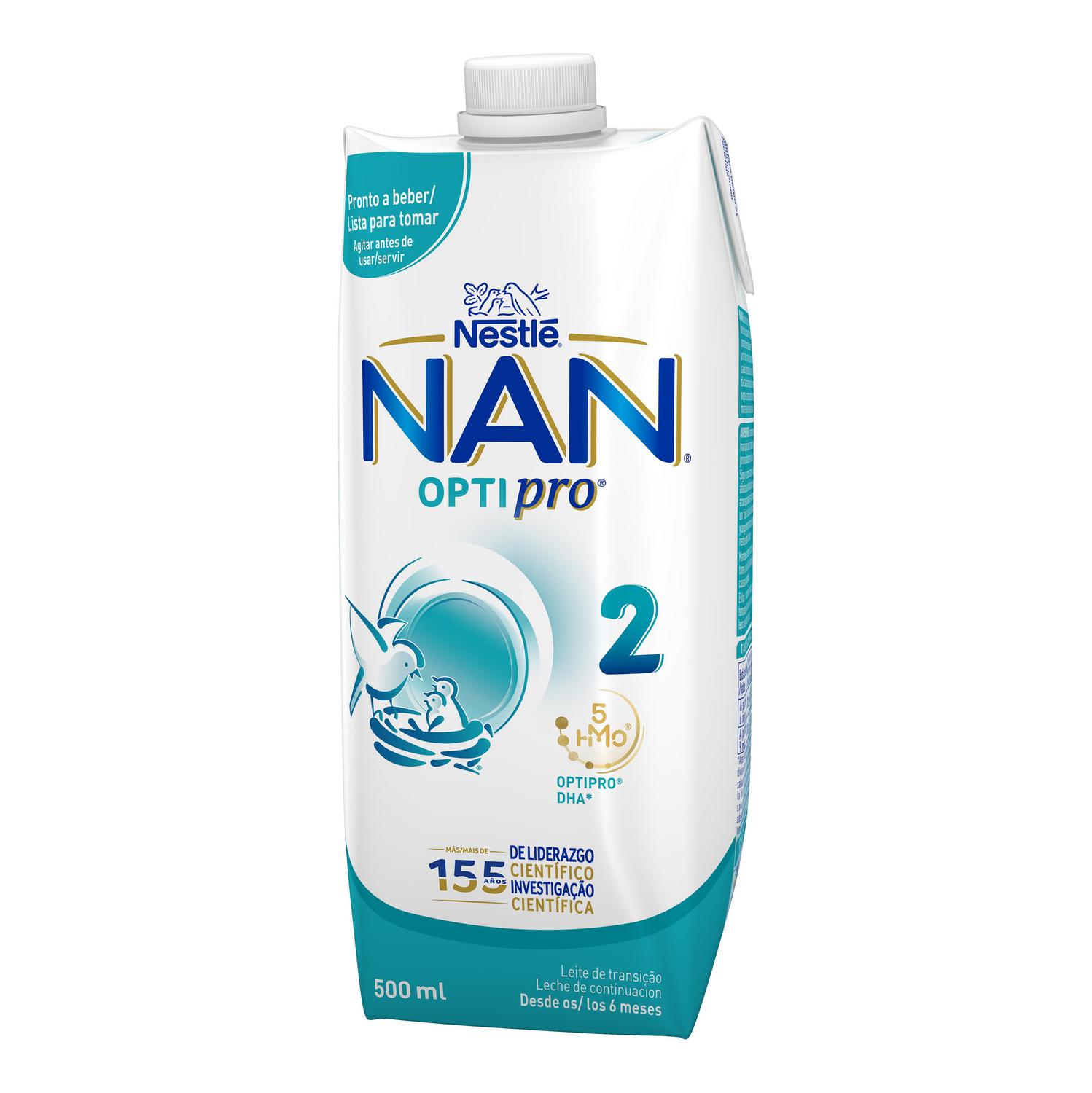 Leche infantil de continuación desde 6 meses líquida Nestlé Nan Optipro2 brik 500 ml.