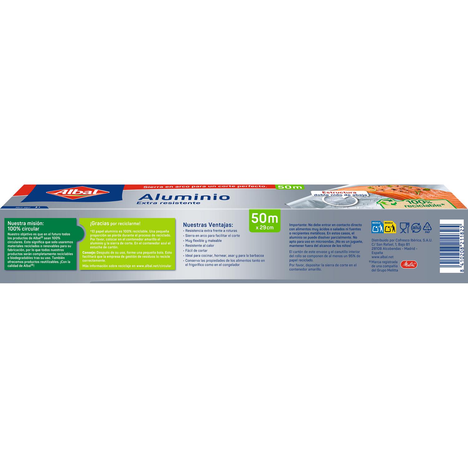 Papel de aluminio Albal 50 metros.