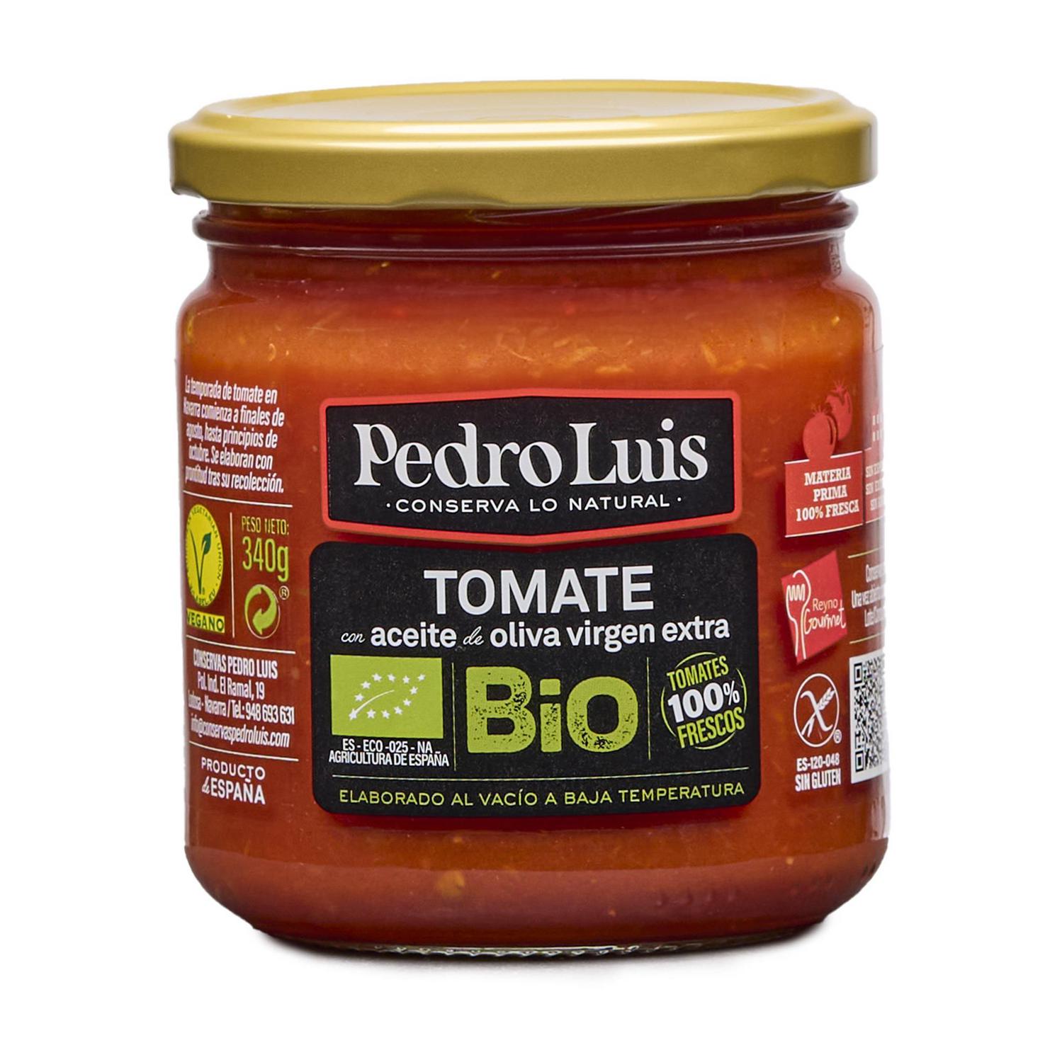 Tomate con aceite de oliva virgen extra ecológico Pedro Luis sin gluten 340 g.