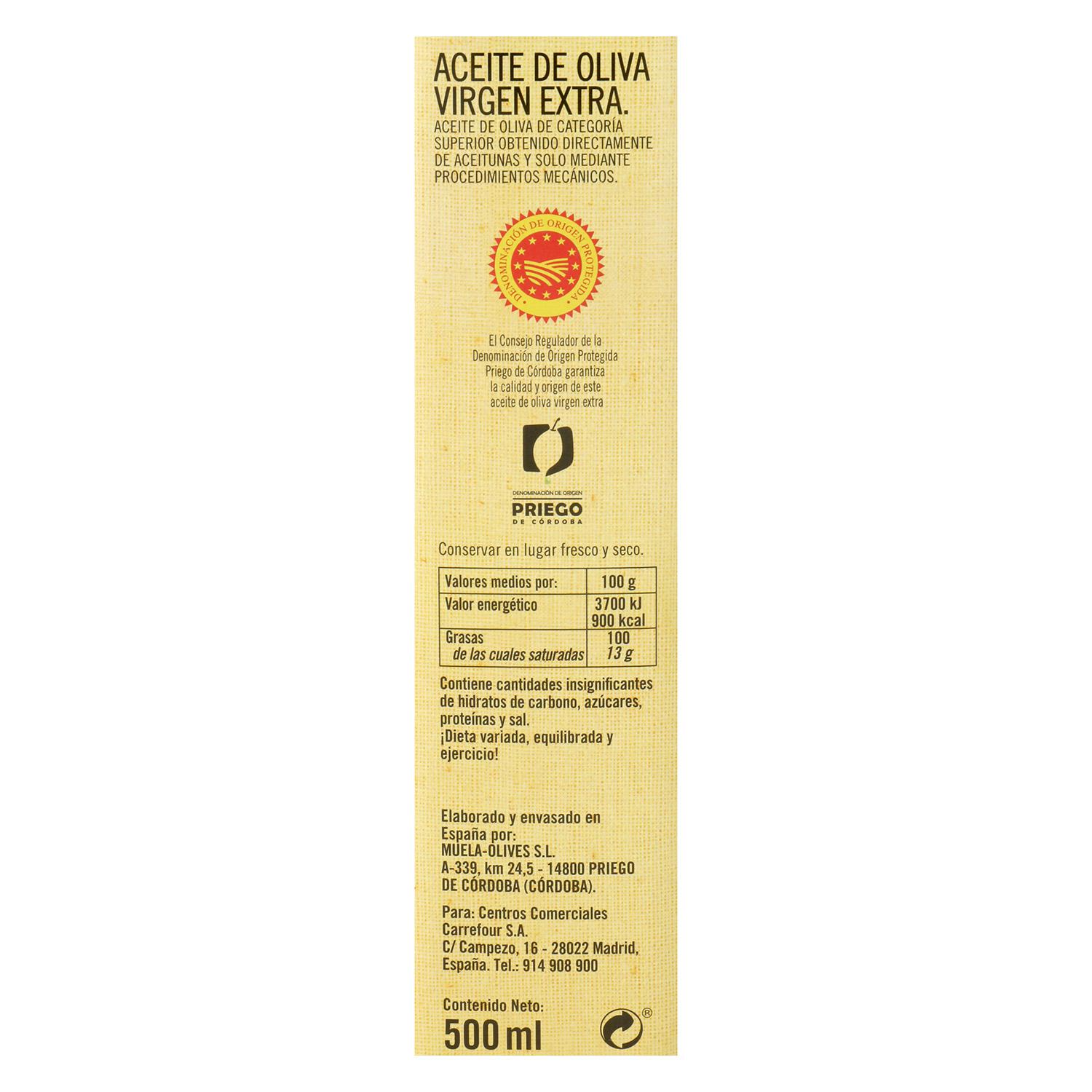 Aceite de oliva virgen extra De Nuestra Tierra lata 500 ml.