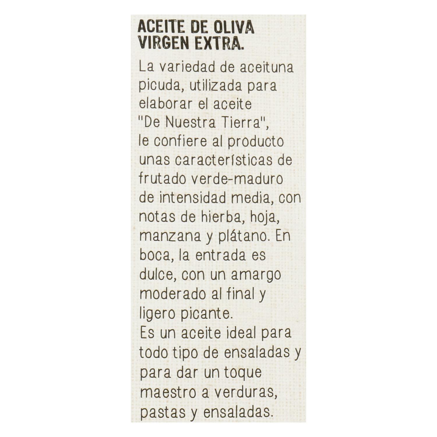 Aceite de oliva virgen extra De Nuestra Tierra lata 500 ml.