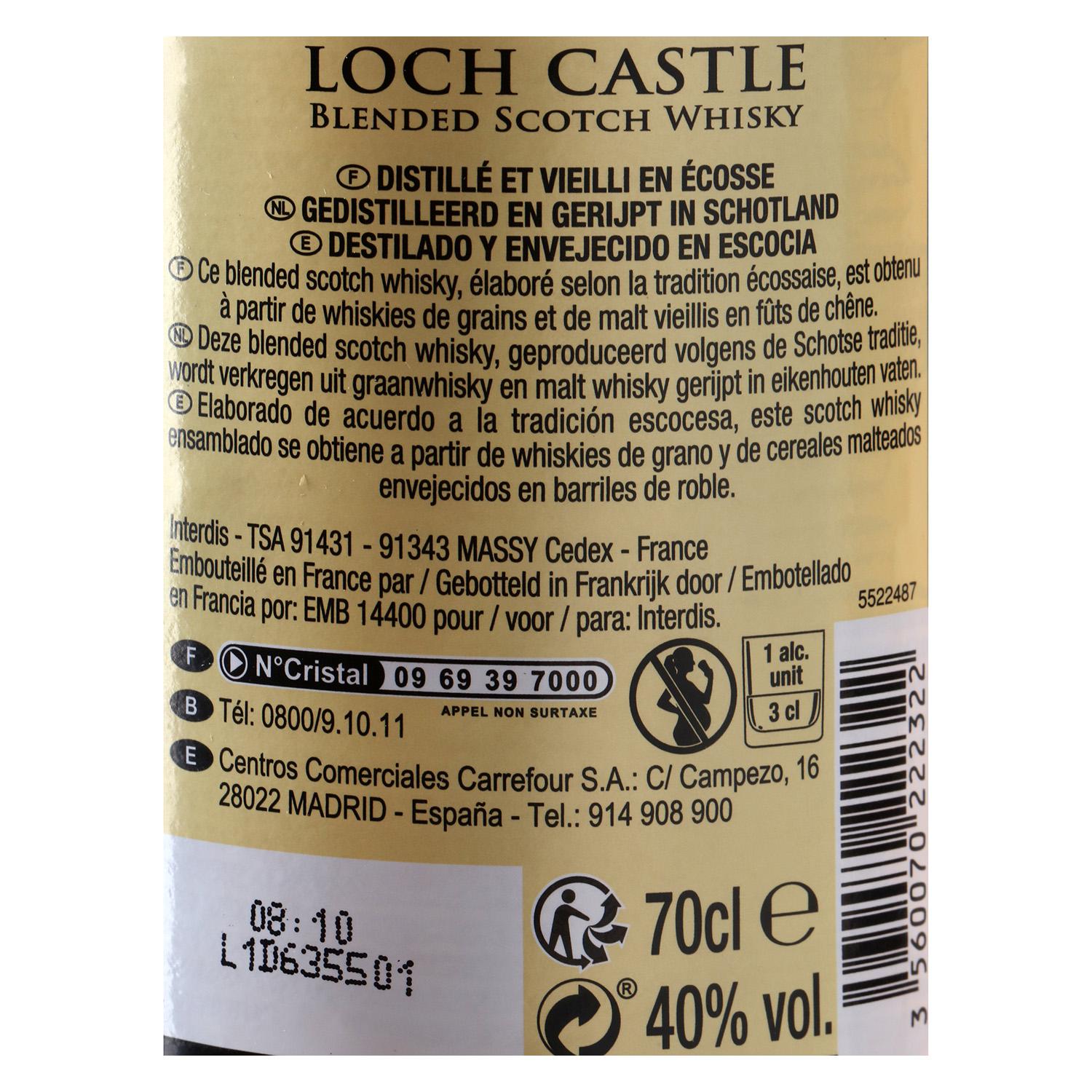 Whisky Loch Castle escocés 70 cl.