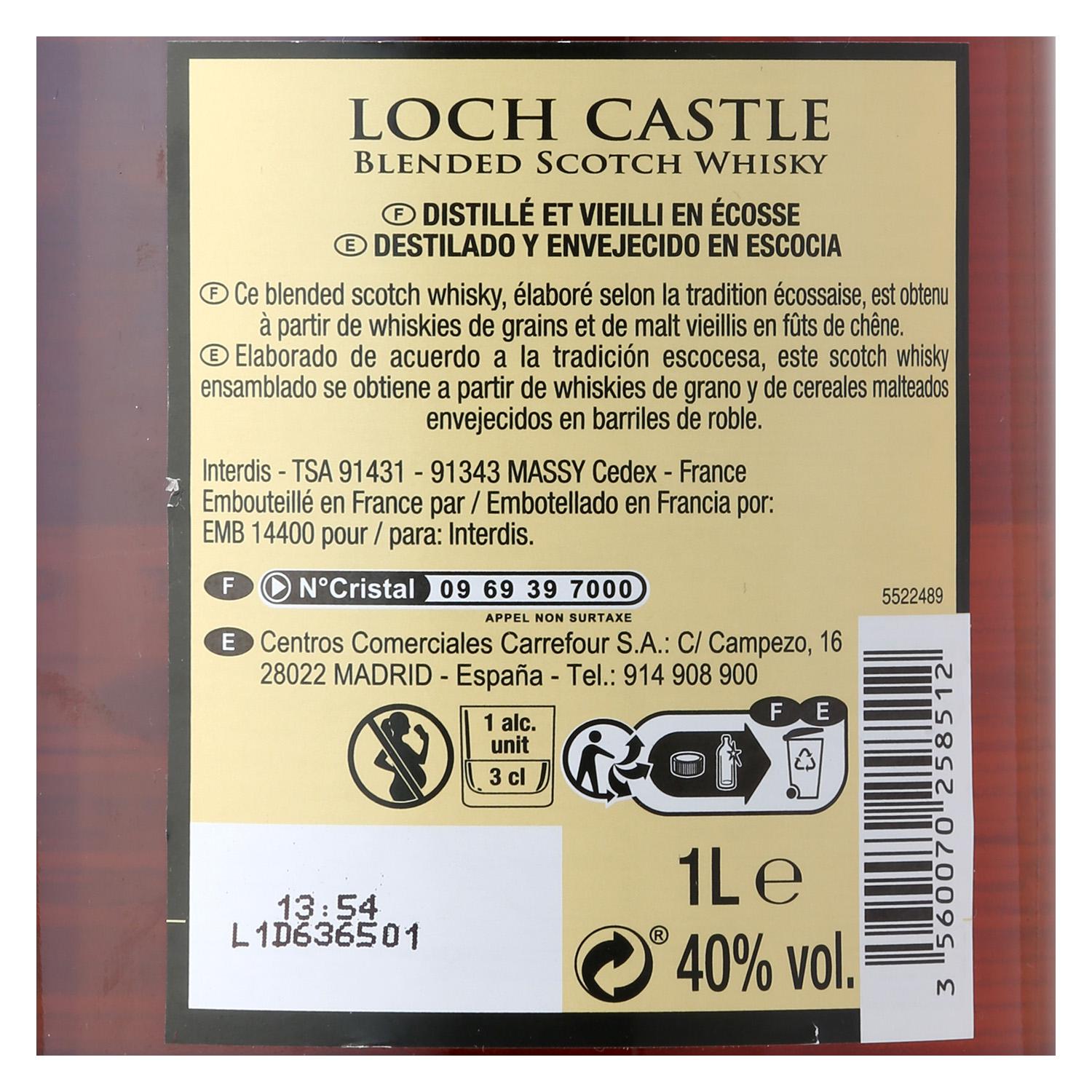 Whisky Loch Castle escocés 1 l.