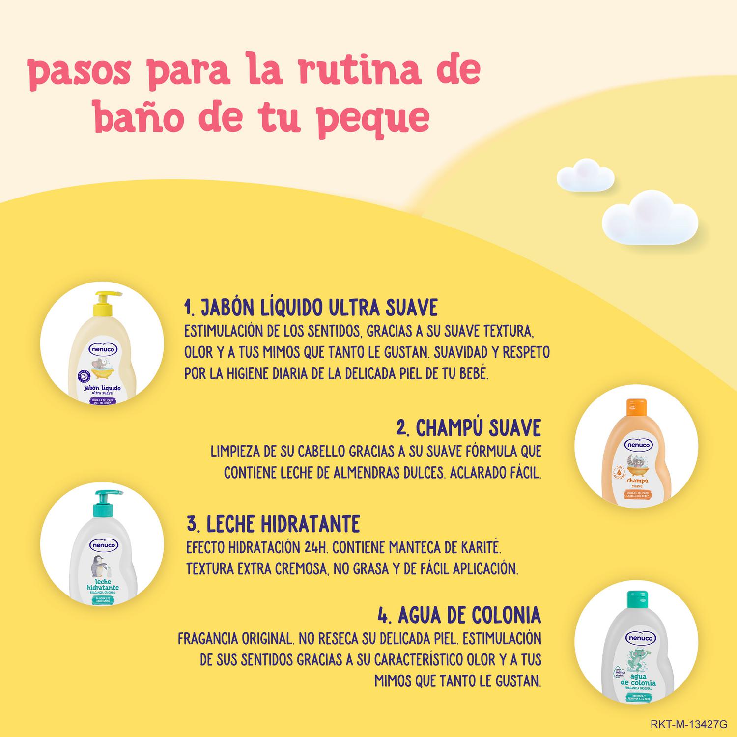 Jabón para baño con leche de almendras dulces para cuerpo y cabello Nenuco 650 ml.