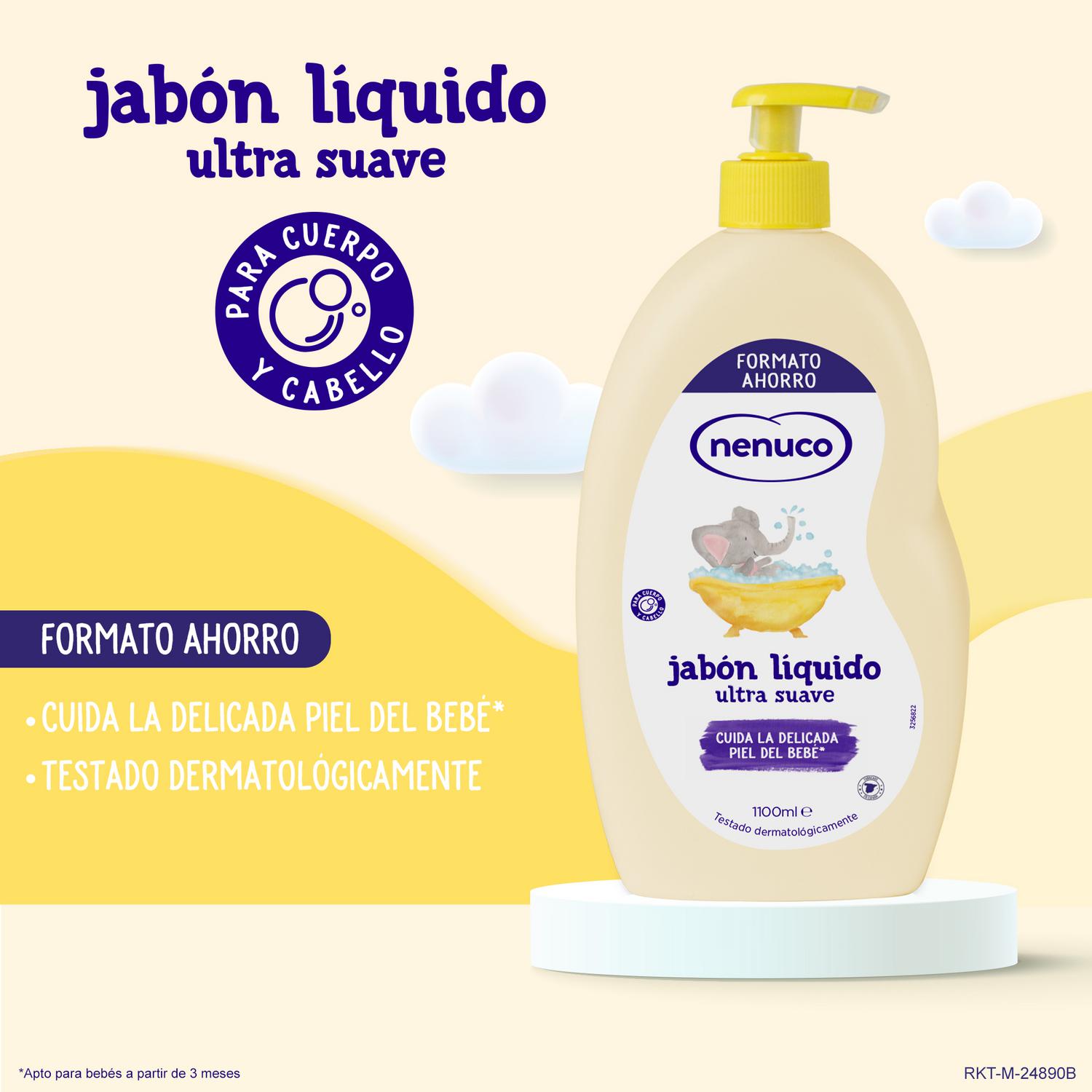 Jabón líquido ultra suave con aloe vera para cuerpo y cabello Nenuco 1100 ml.