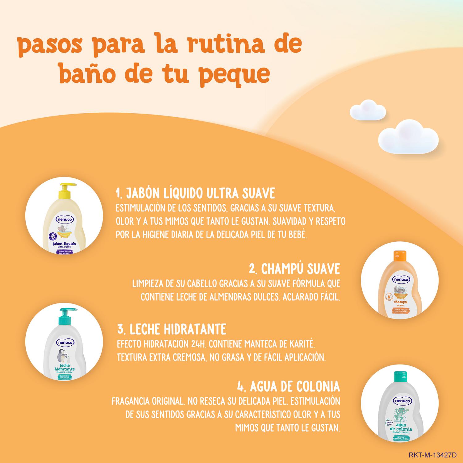 Champú suave para bebé con leche de almendras dulces sin lágrimas Nenuco 500 ml.