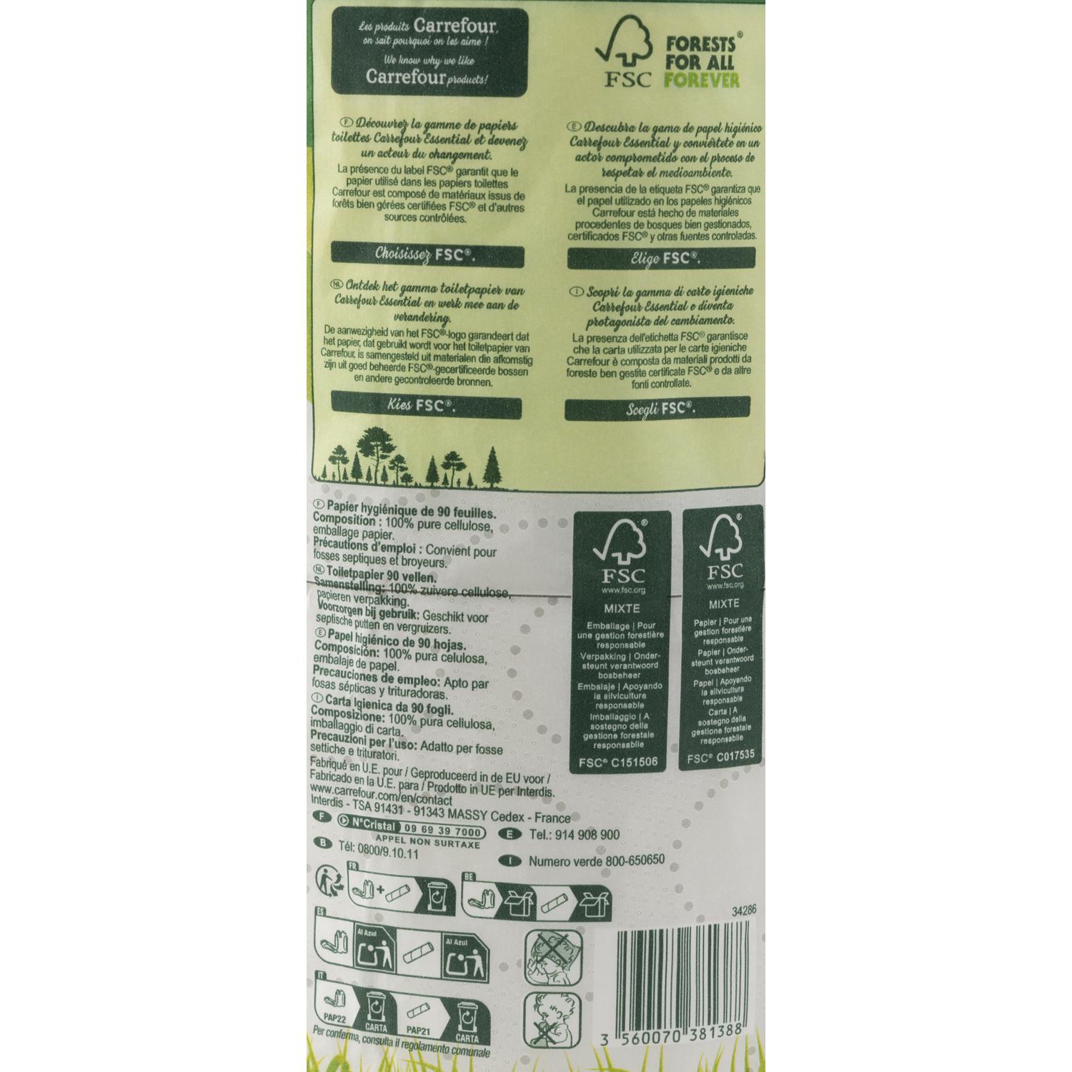 Papel higiénico 5 capas Carrefour Essential 6 rollos.