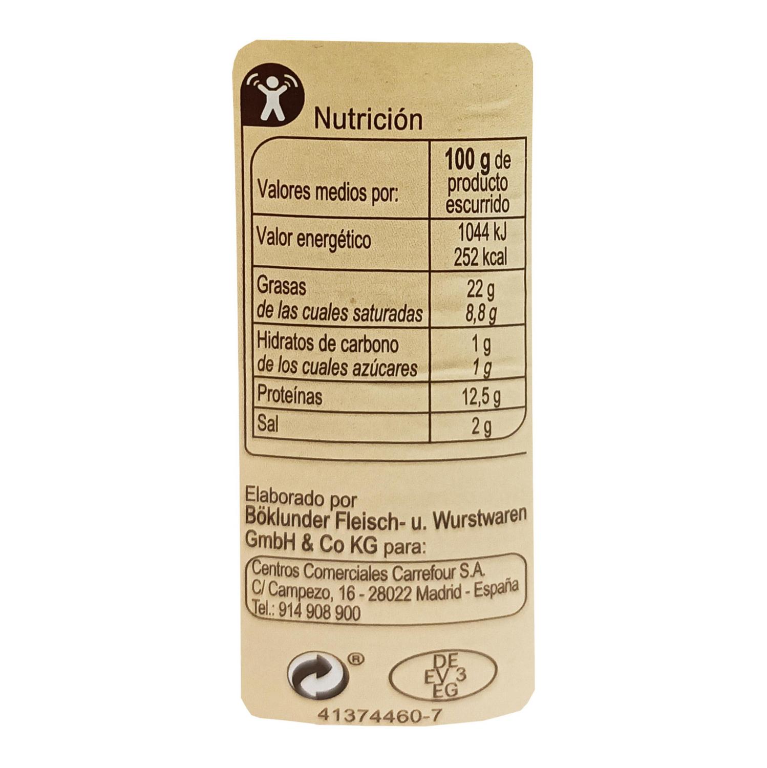 Salchichas ahumadas tipo Frankfurter Original Carrefour 250 g.