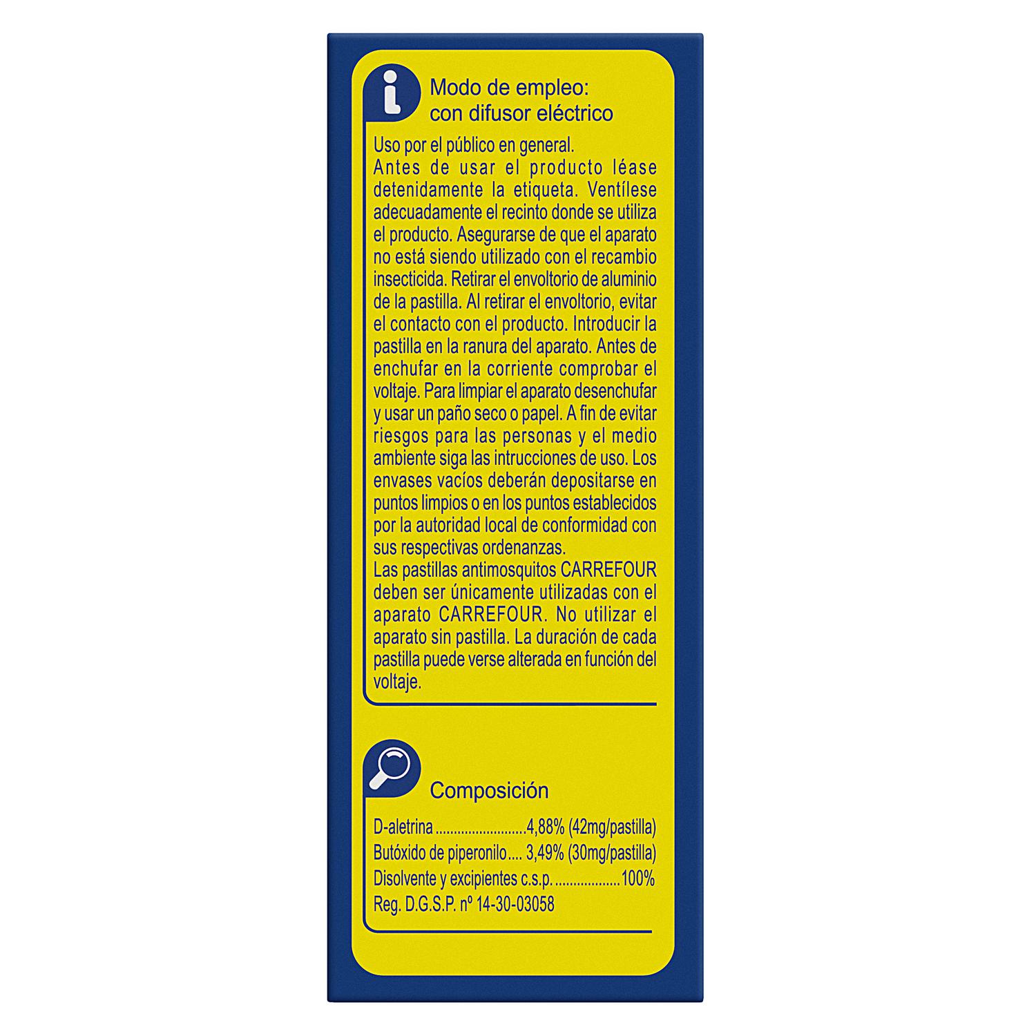 Insecticida eléctrico antimosquitos en pastillas Carrefour 30 ud.