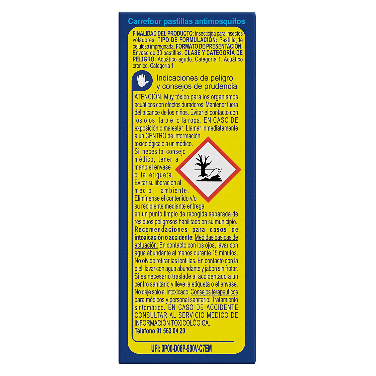 Insecticida eléctrico antimosquitos en pastillas Carrefour 30 ud.