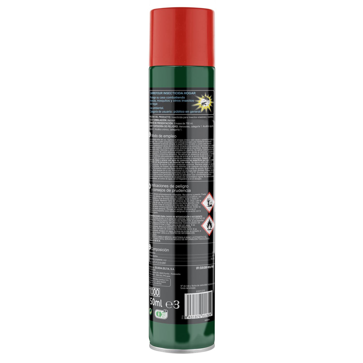 Insecticida moscas y mosquitos Carrefour 750 ml.