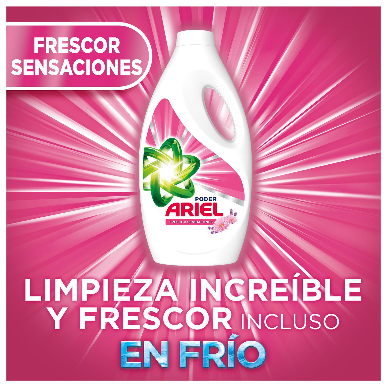 Detergente líquido frescor sensaciones Ariel 40 lavados.