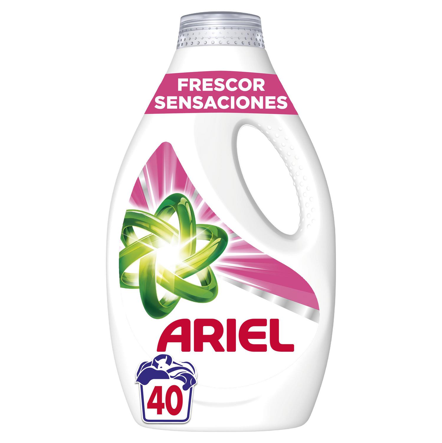 Detergente líquido frescor sensaciones Ariel 40 lavados.