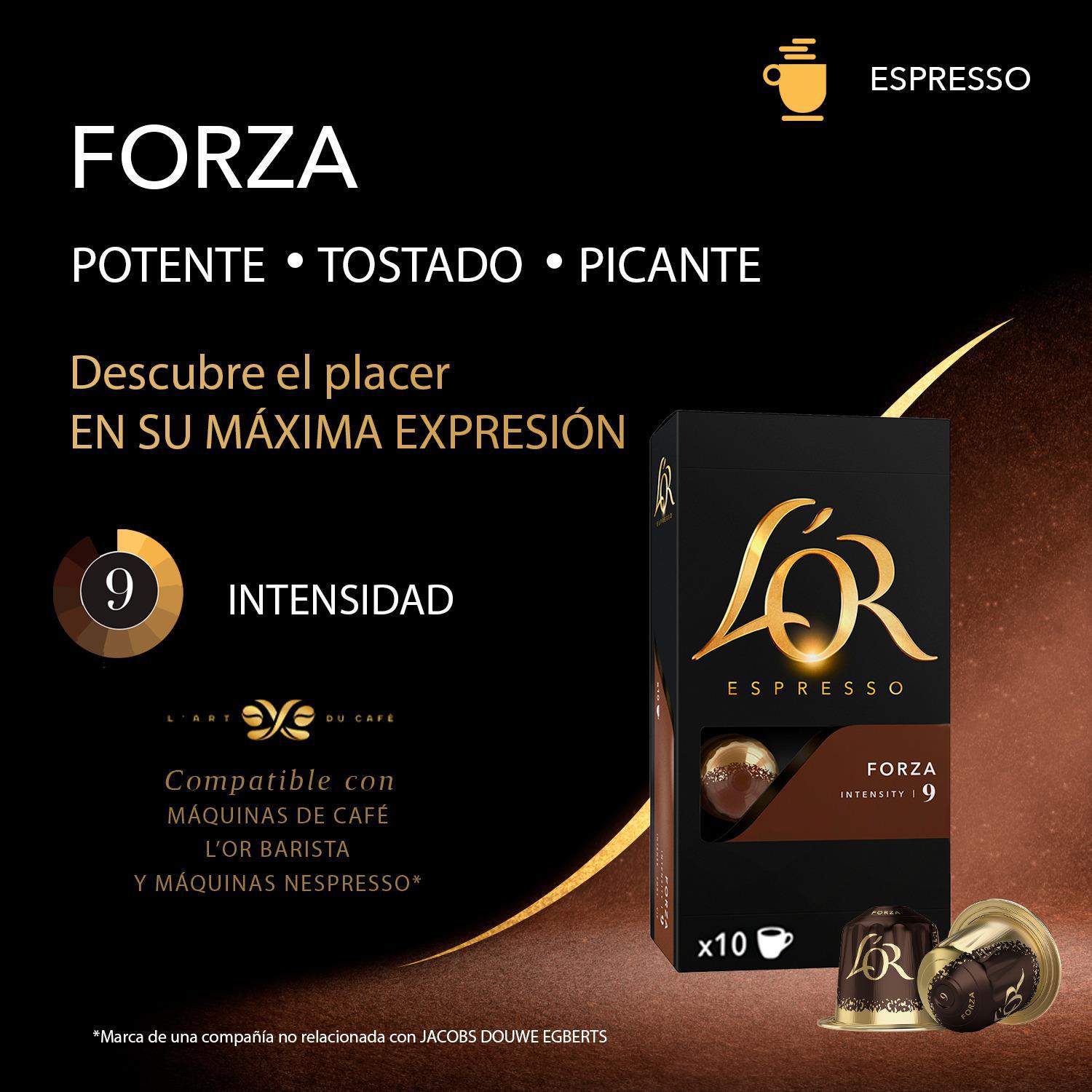 Café cápsulas espresso forza L'Or compatible con Nespresso 10 ud.