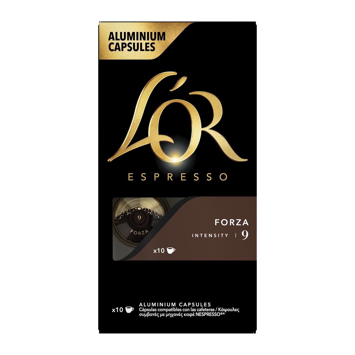 Café cápsulas espresso forza L'Or compatible con Nespresso 10 ud.