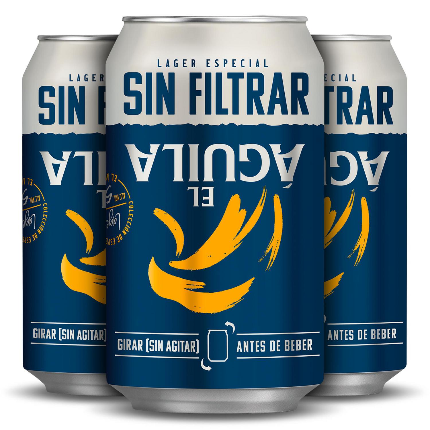 Cerveza El Águila sin filtrar lata 33 cl.