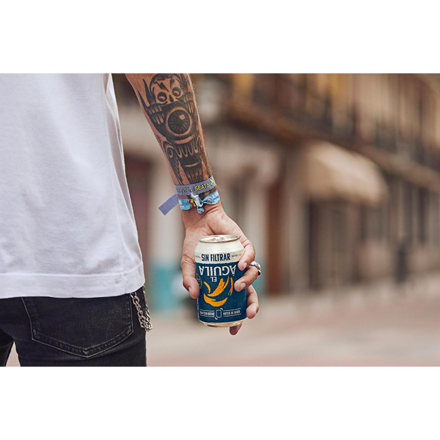 Cerveza El Águila sin filtrar lata 33 cl.
