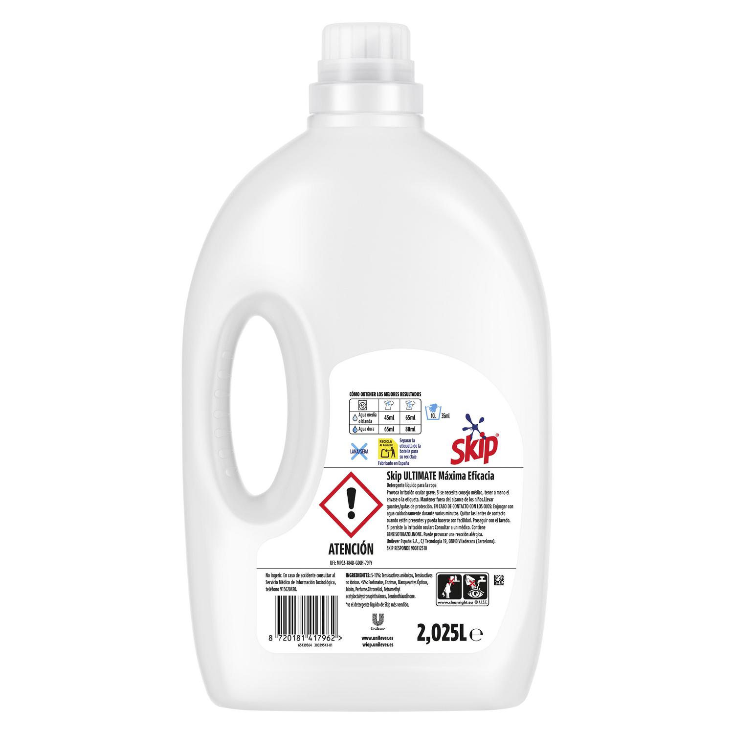 Detergente líquido Máxima Eficacia Skip 45 lavados.