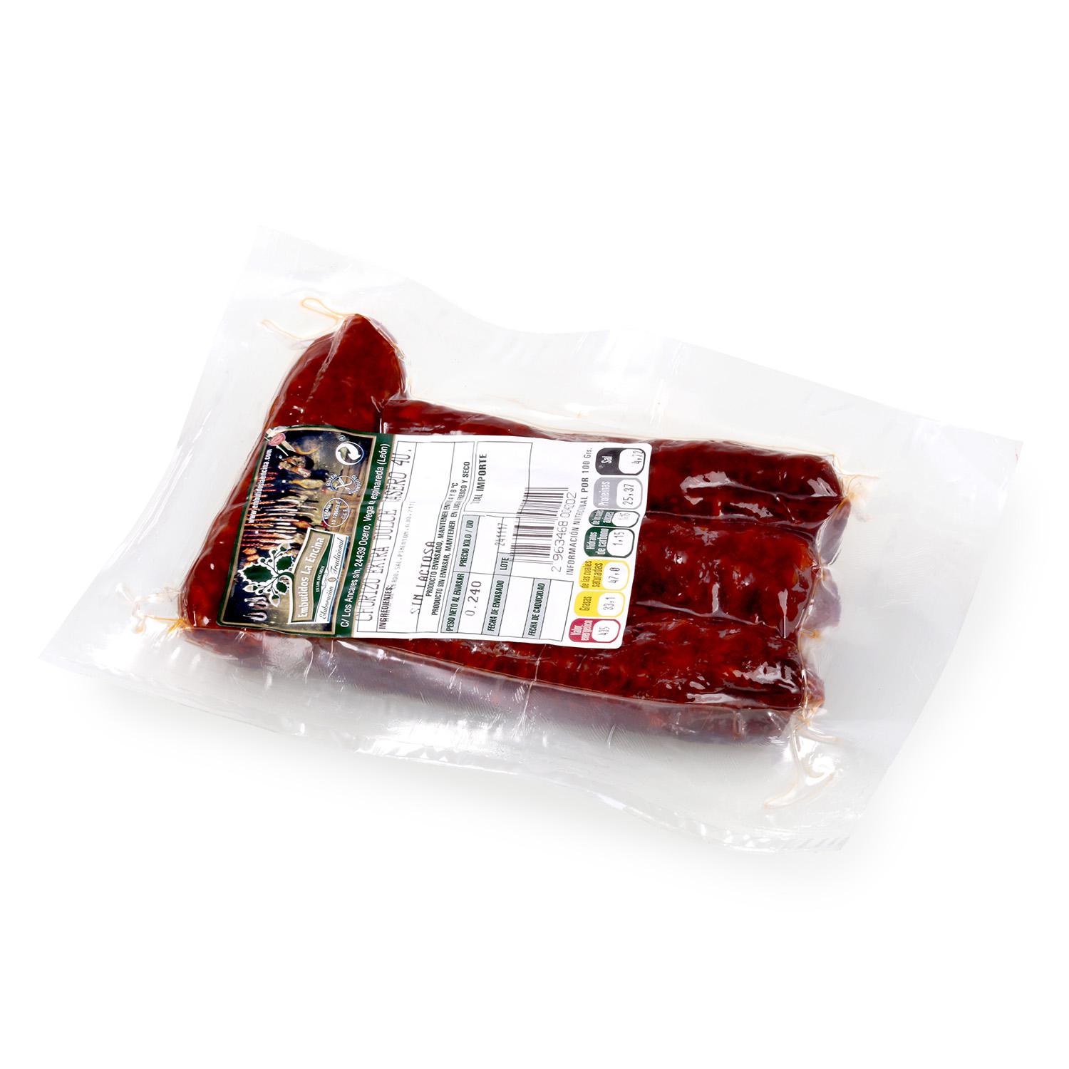 Chorizo extra dulce casero de El Bierzo La Encina pack 4 ud