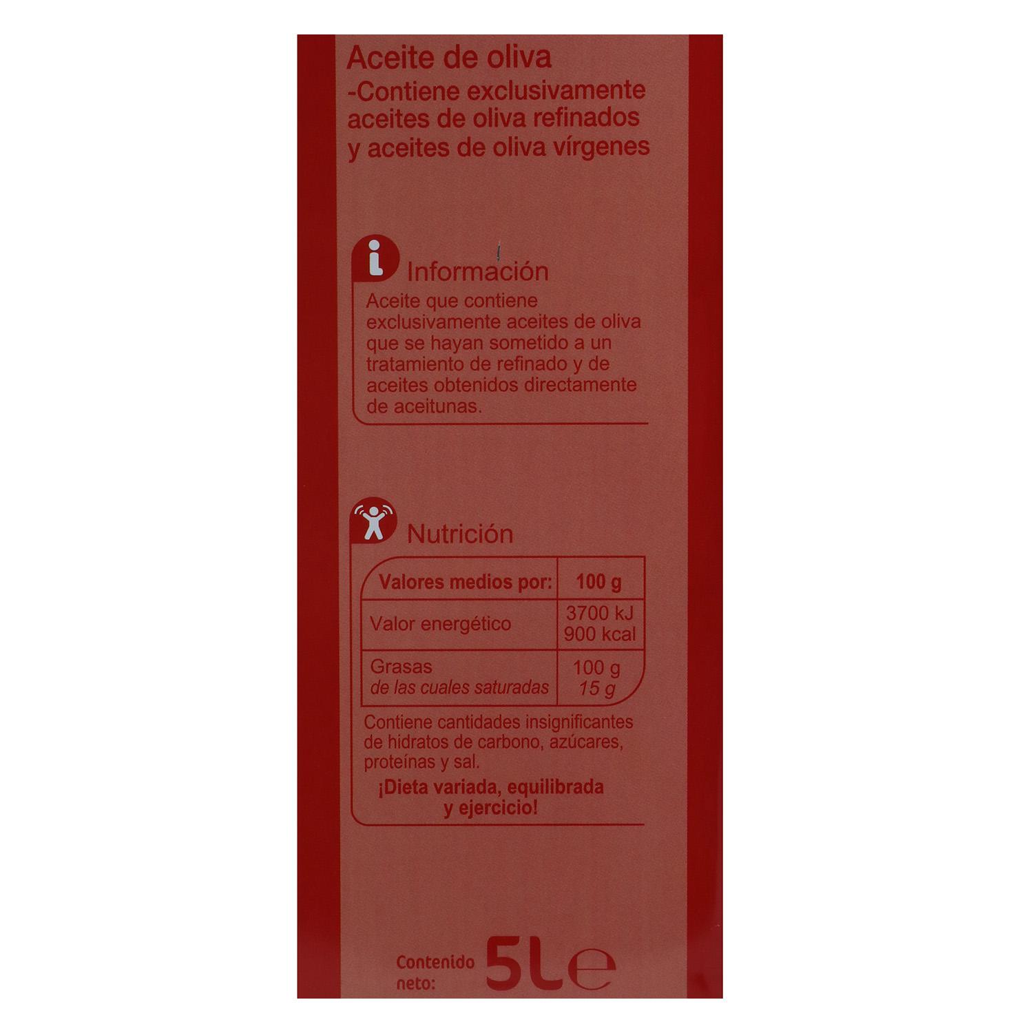 Aceite de oliva suave 0,4º Carrefour lata 5 l.