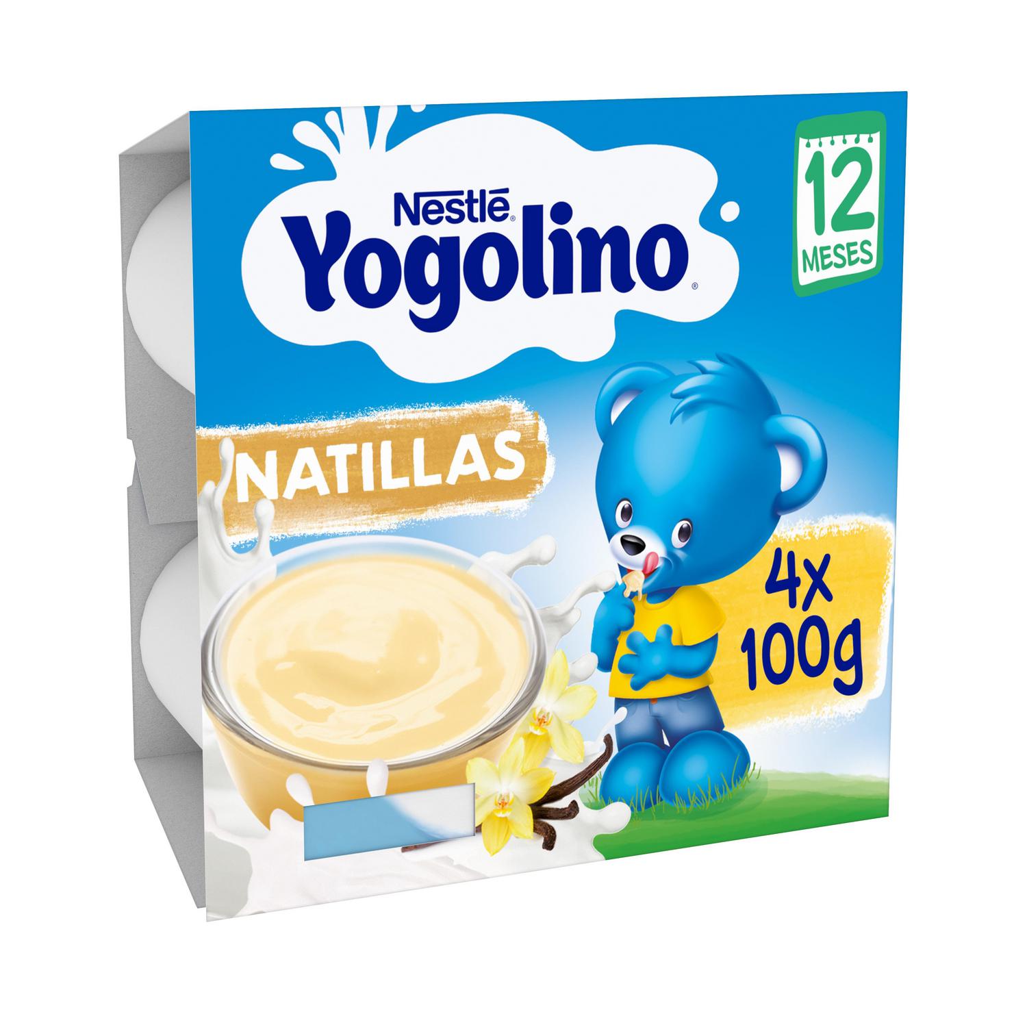 Postre lácteo de natillas desde 6 meses Nestlé Yogolino pack de 4 unidades de 100 g.