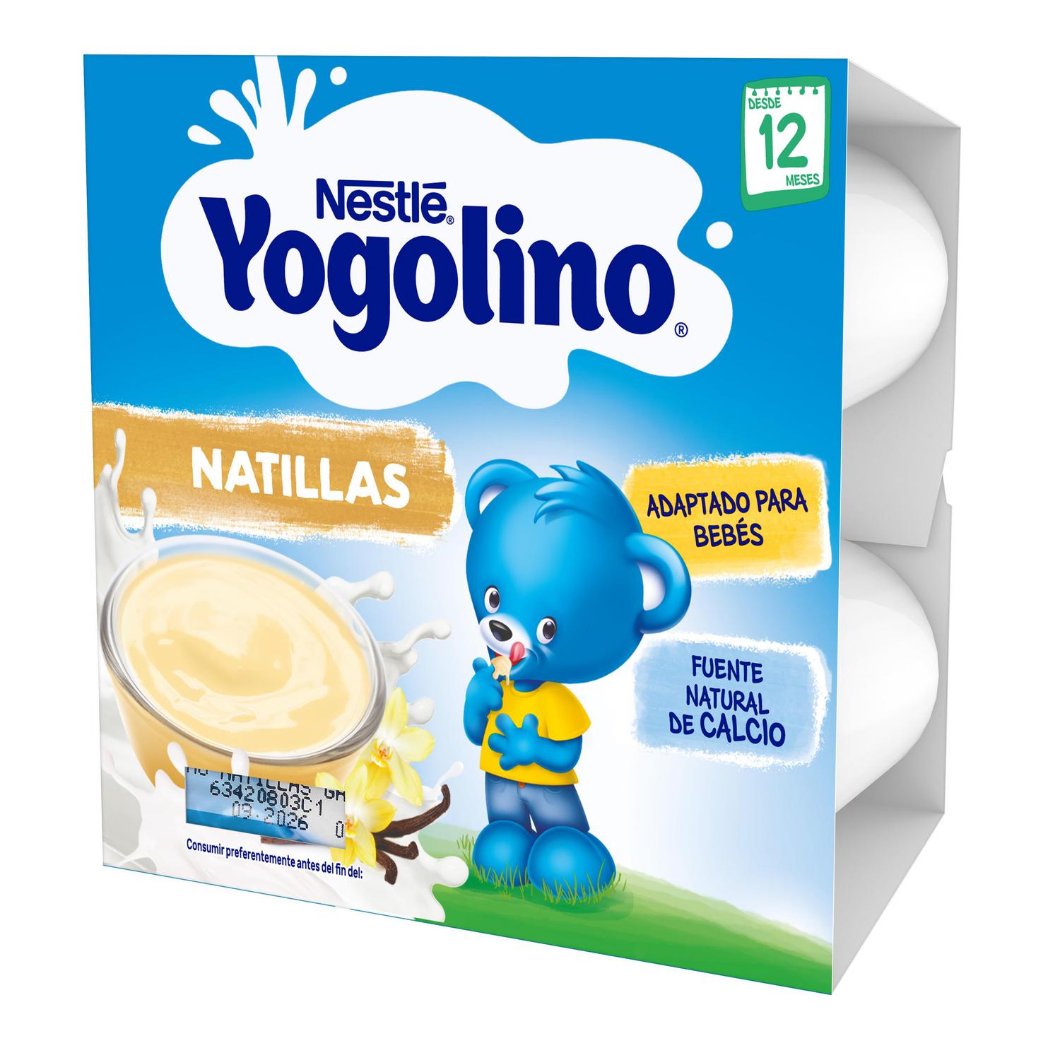 Postre lácteo de natillas desde 6 meses Nestlé Yogolino pack de 4 unidades de 100 g.