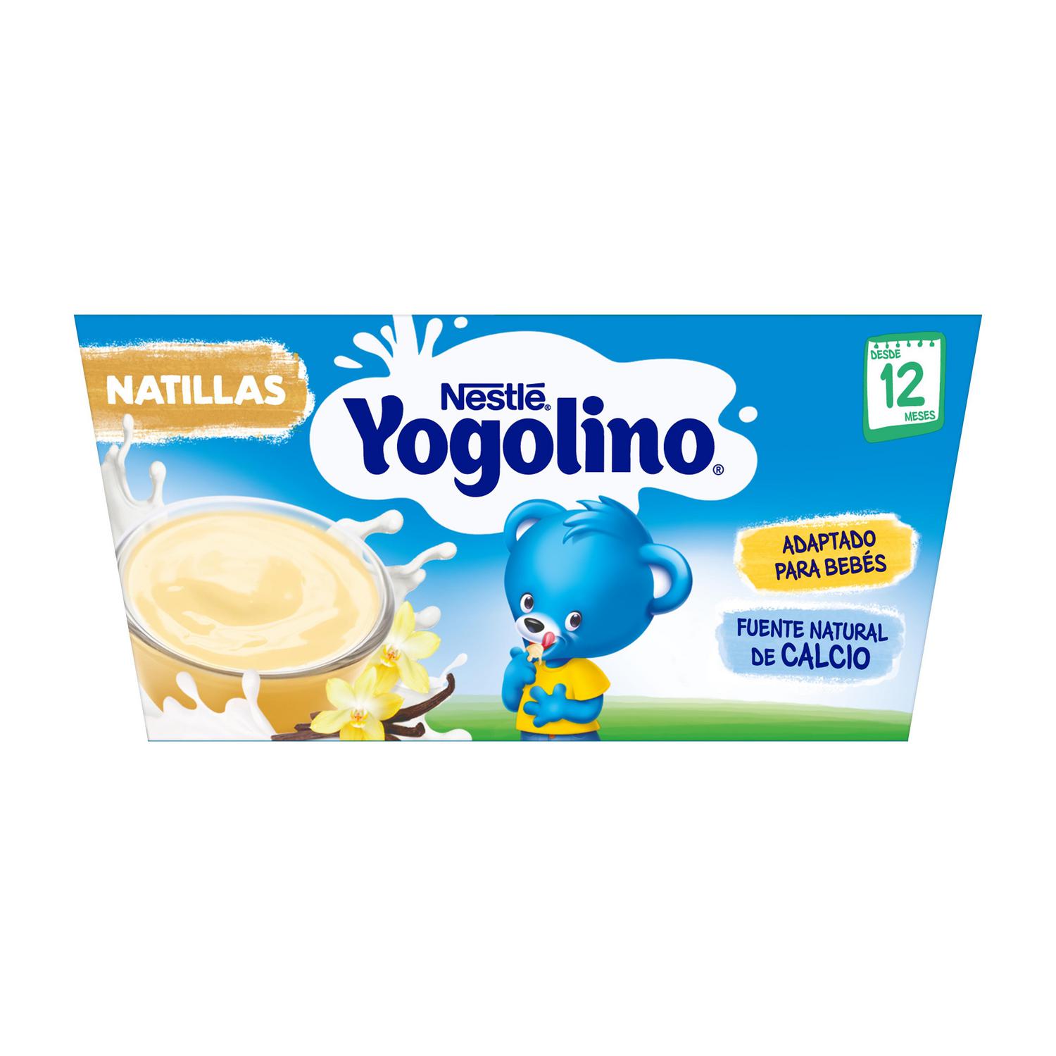 Postre lácteo de natillas desde 6 meses Nestlé Yogolino pack de 4 unidades de 100 g.