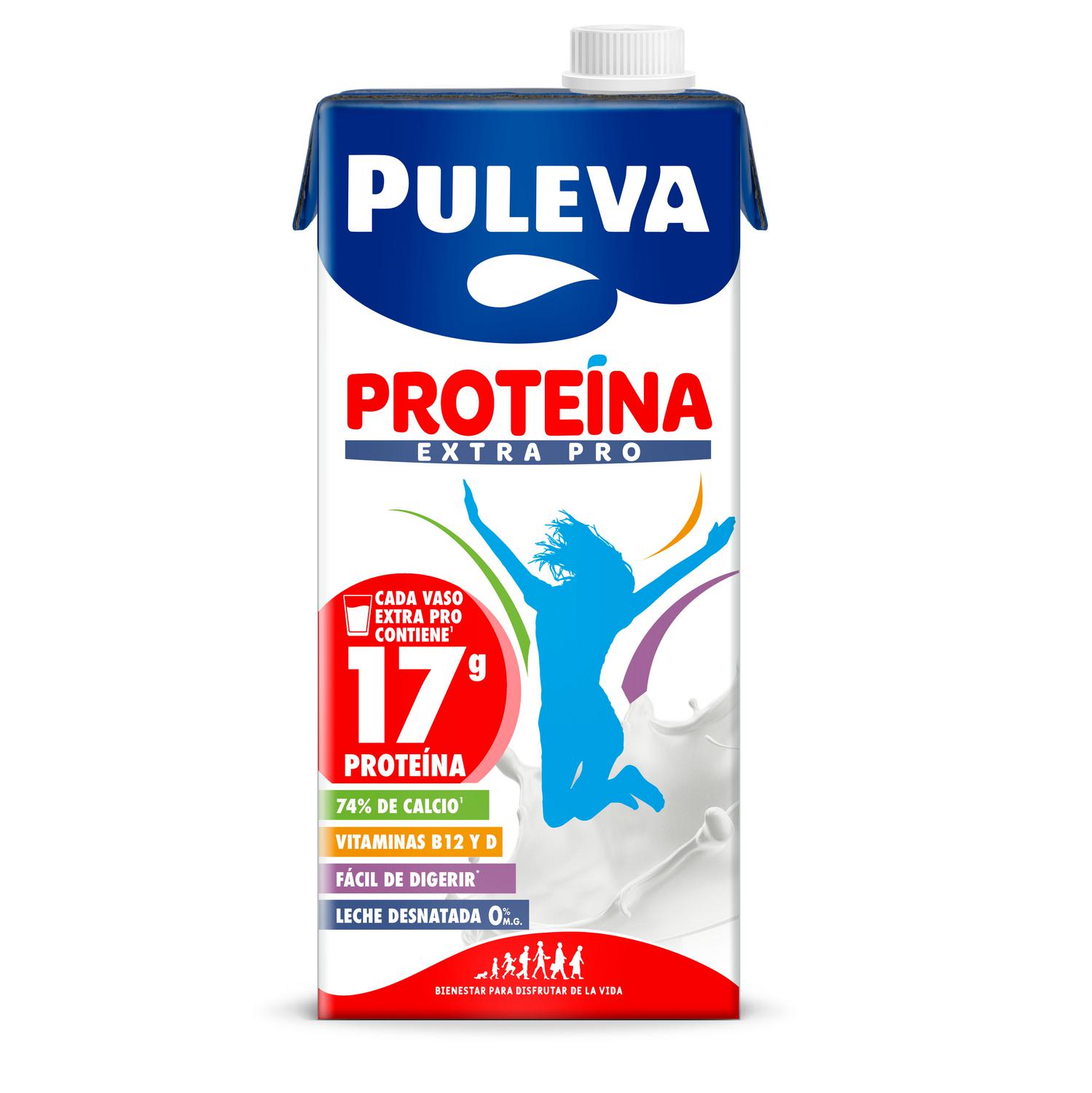 Leche desnatada enriquecida en proteínas, calcio y vitaminas K, D y B12 Puleva sin lactosa 1 l.