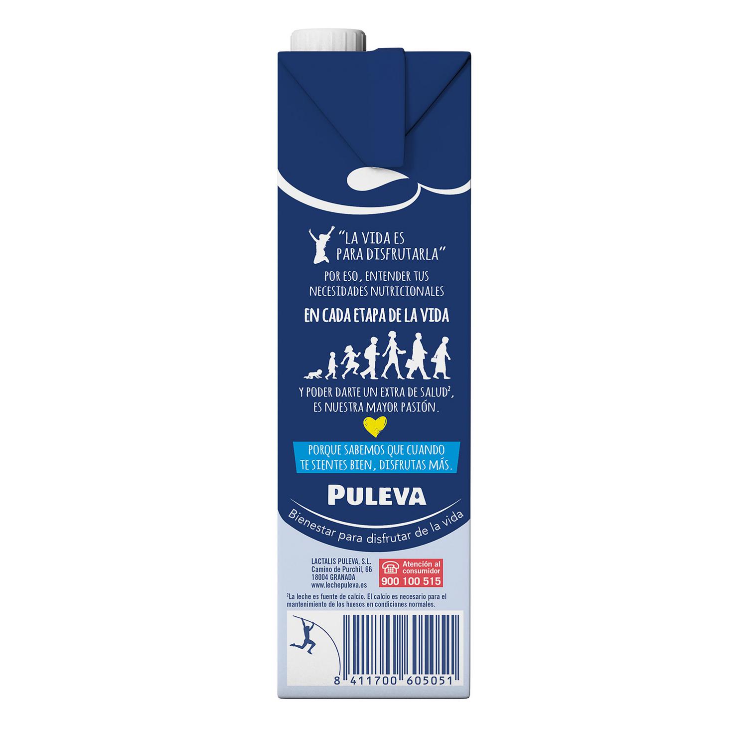 Leche desnatada enriquecida en proteínas, calcio y vitaminas K, D y B12 Puleva sin lactosa 1 l.