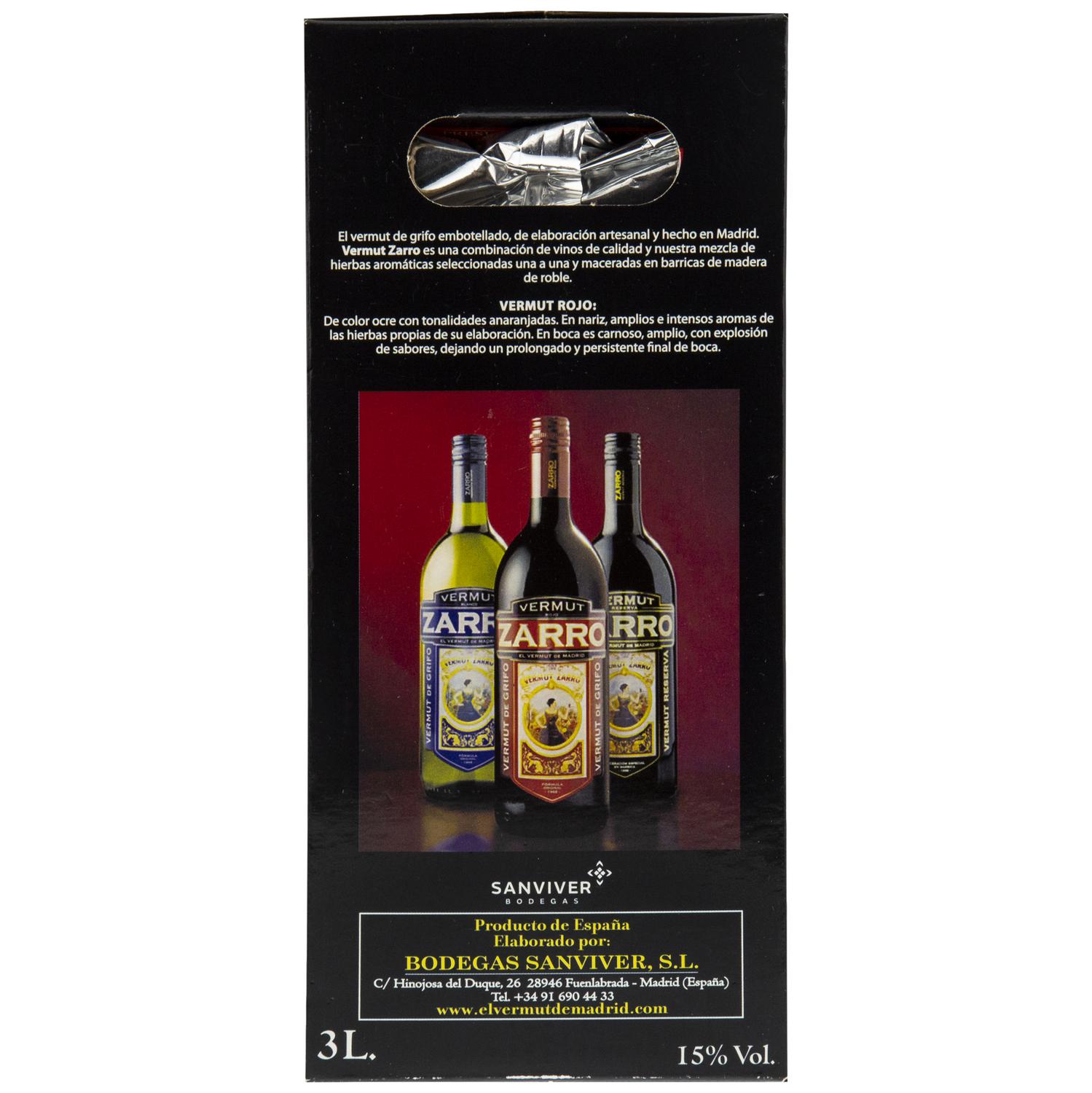 Vermut Zarro rojo de grifo 3 l.