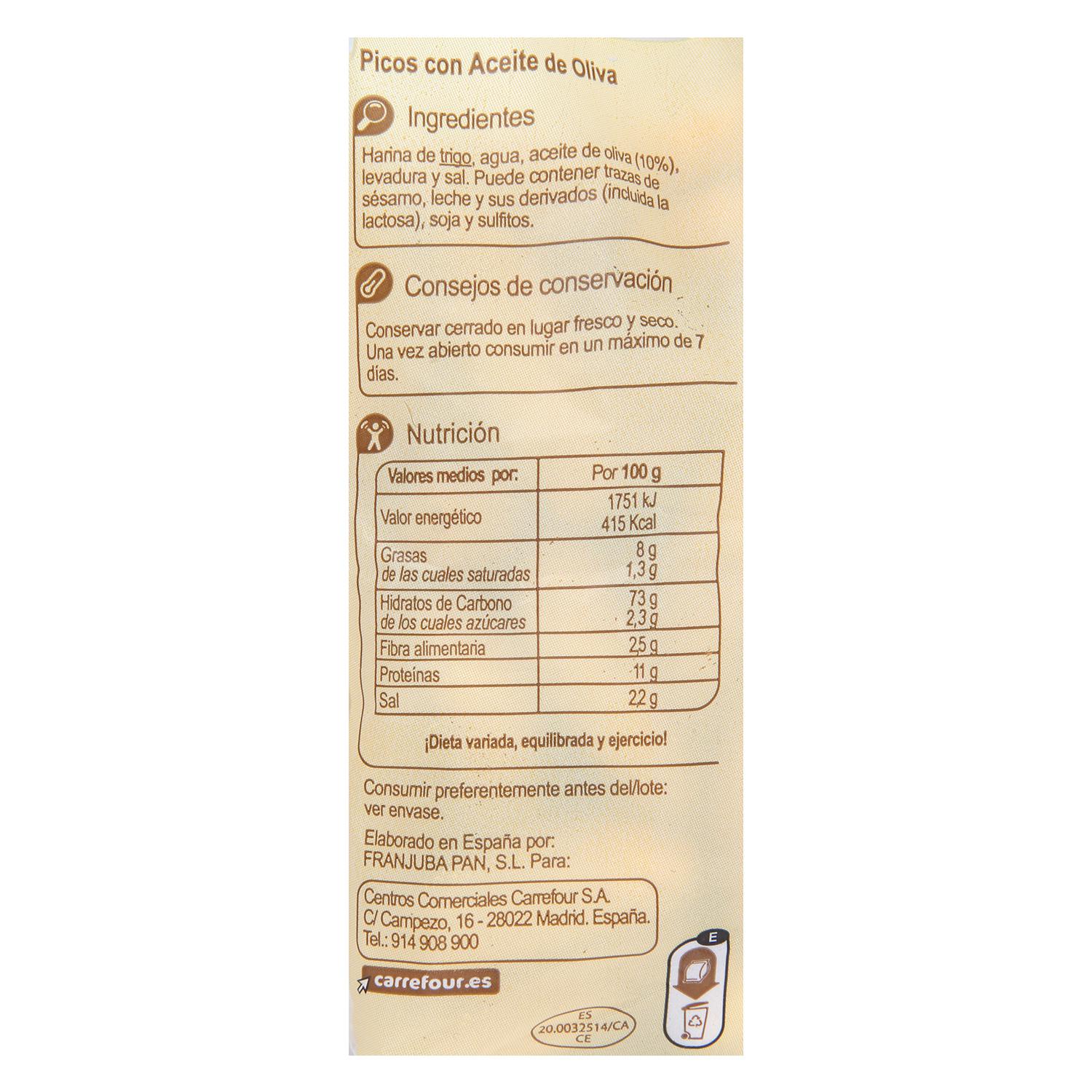 Picos artesanos con aceite de oliva Carrefour 240 g