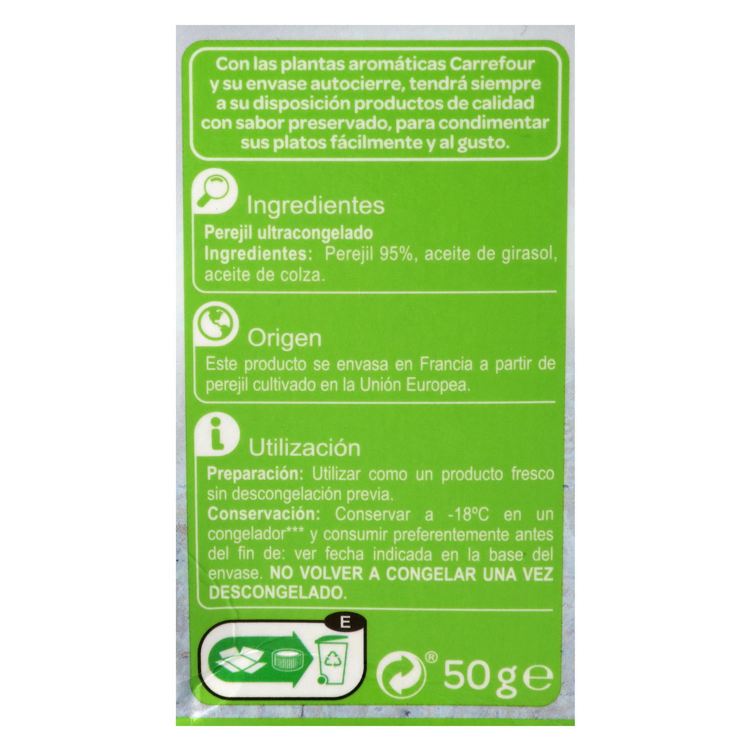 Perejil ultracongelado Carrefour 50 g.