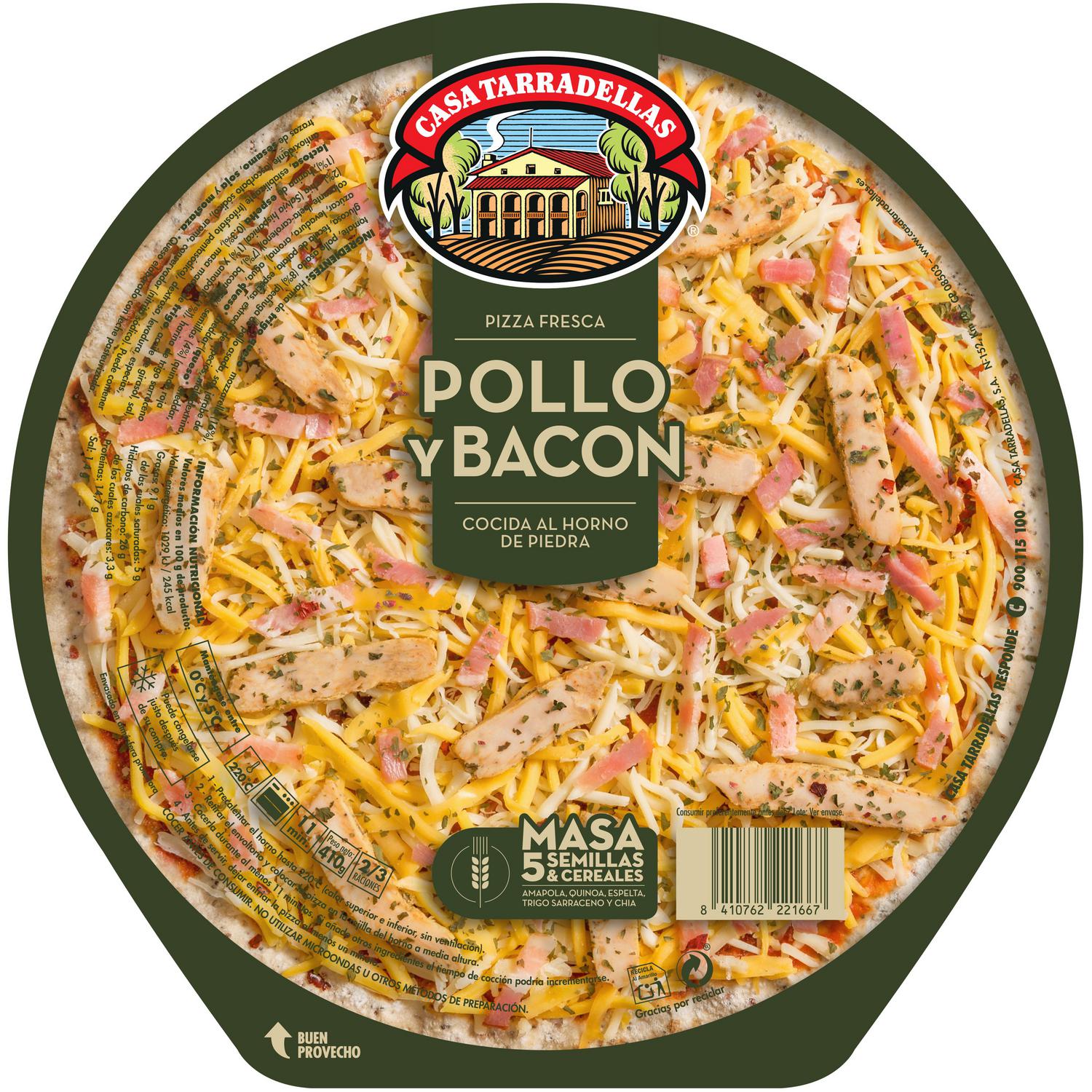 Pizza de pollo y bacón Casa Tarradellas 410 g.