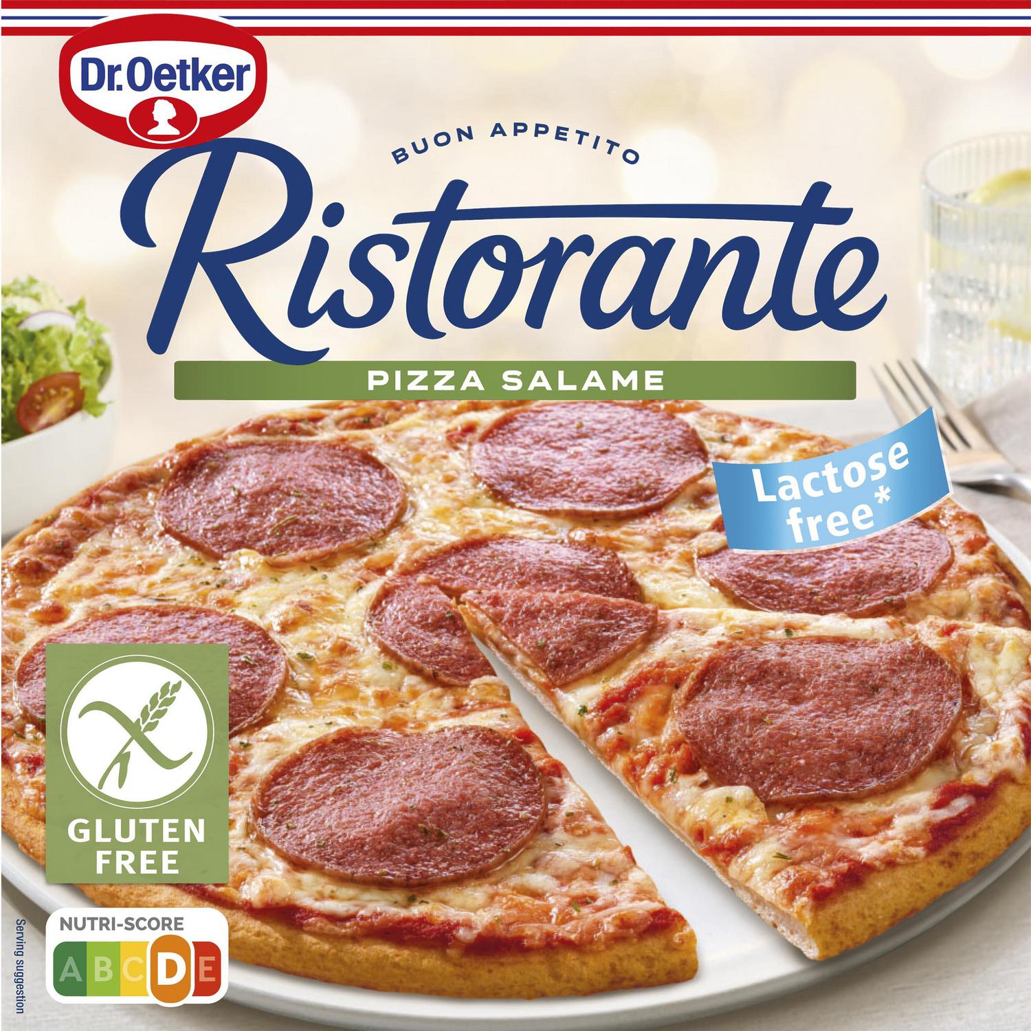 Pizza de salami Ristorante Dr. Oetker sin gluten y sin lactosa 315 g.